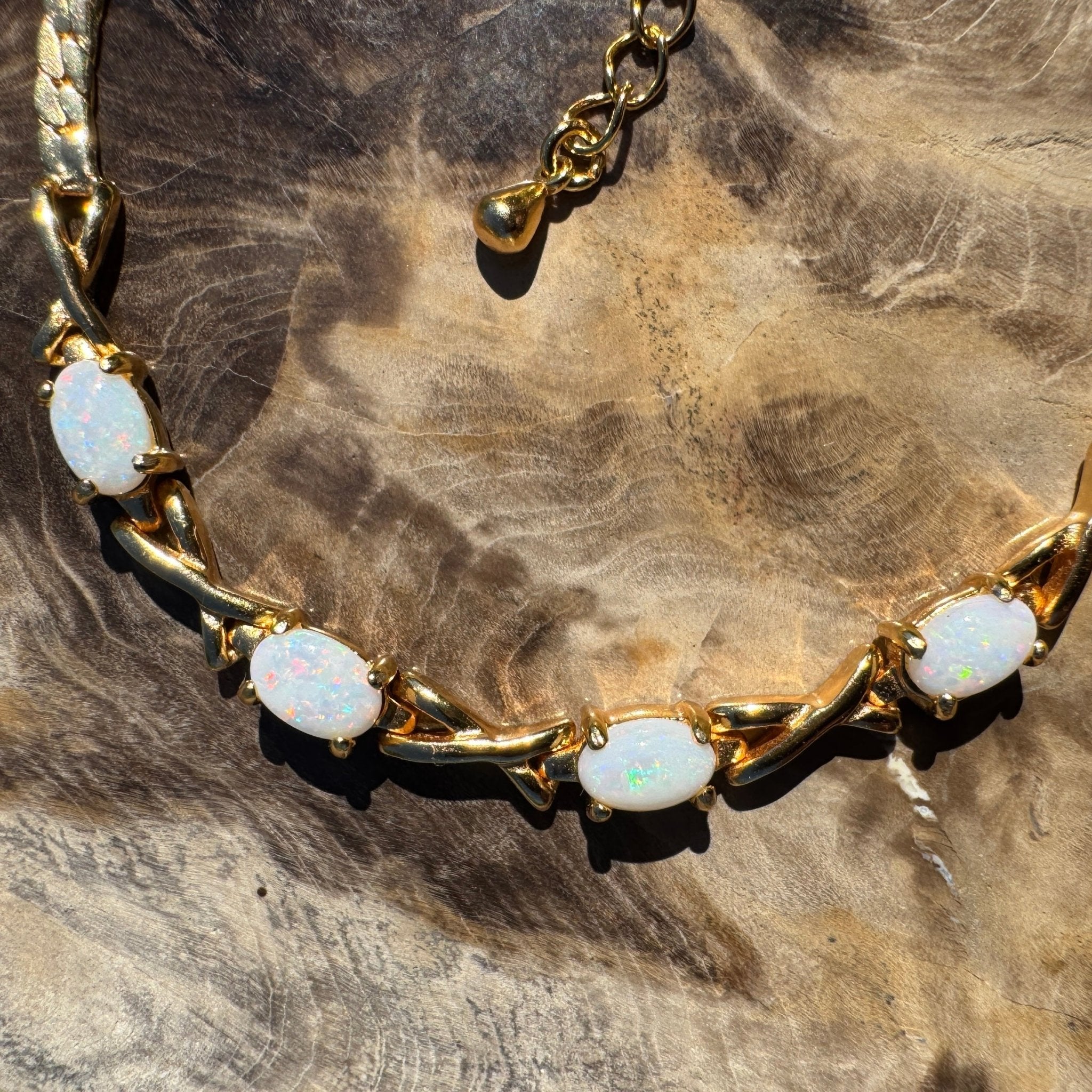 1.6ct Coober Pedy Opal Bracelet ~ 'Breakaways Chain' | Gold Coated 925 Sterling Silver | Solid Australian Opal