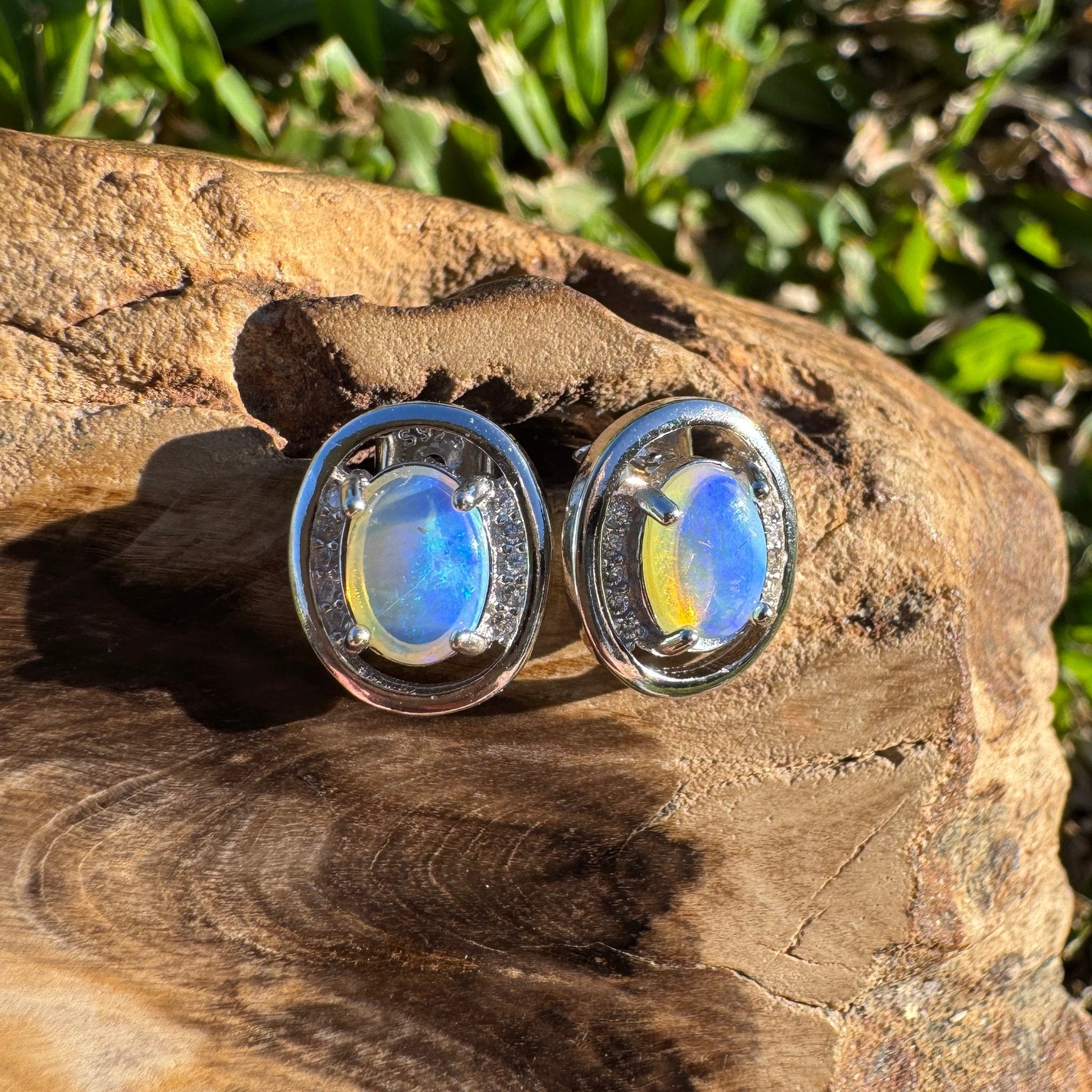 1.6ct Coober Pedy Opal Earrings ~ 'Booderee Dawn' | 925 Sterling Silver | Solid Australian Opal