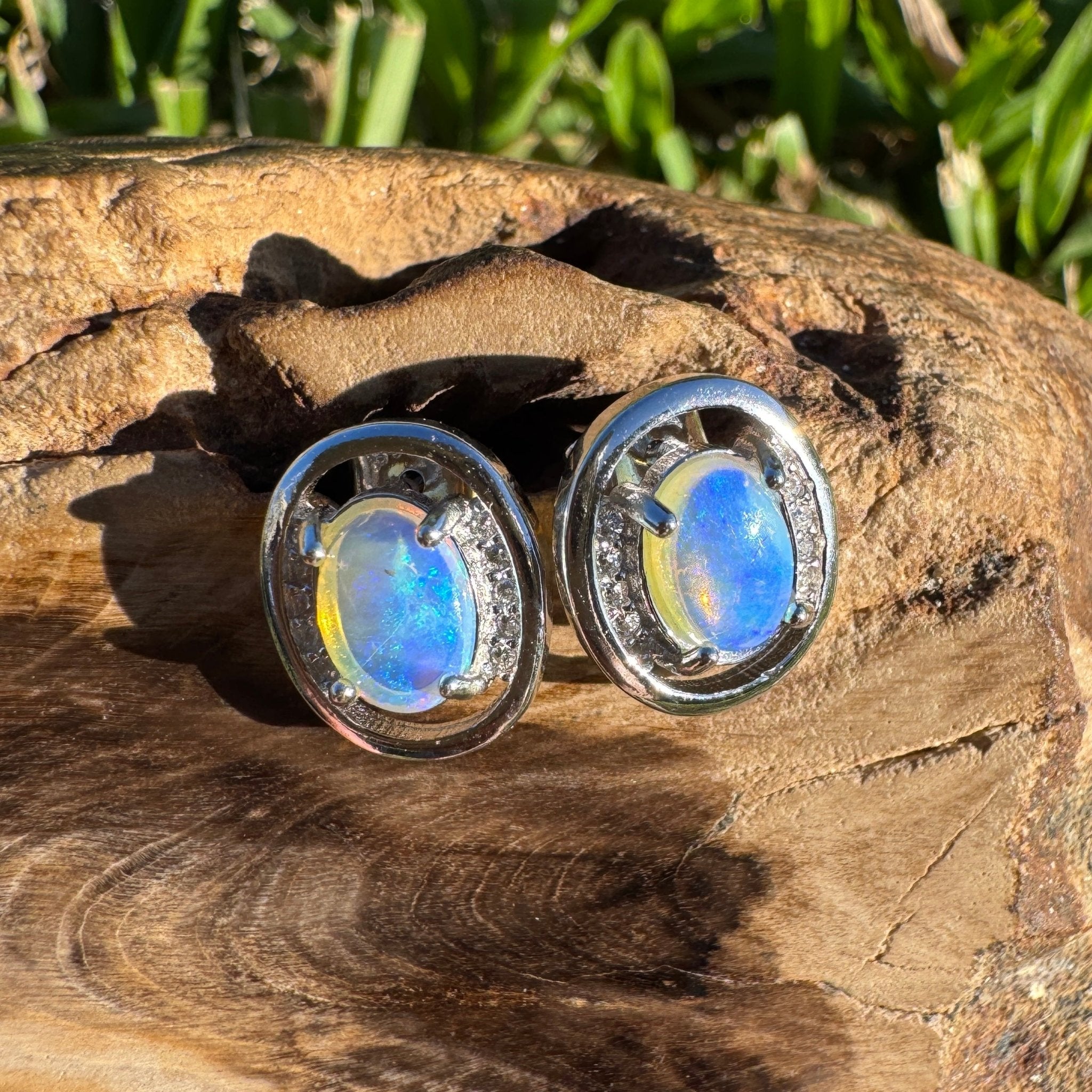 1.6ct Coober Pedy Opal Earrings ~ 'Booderee Dawn' | 925 Sterling Silver | Solid Australian Opal