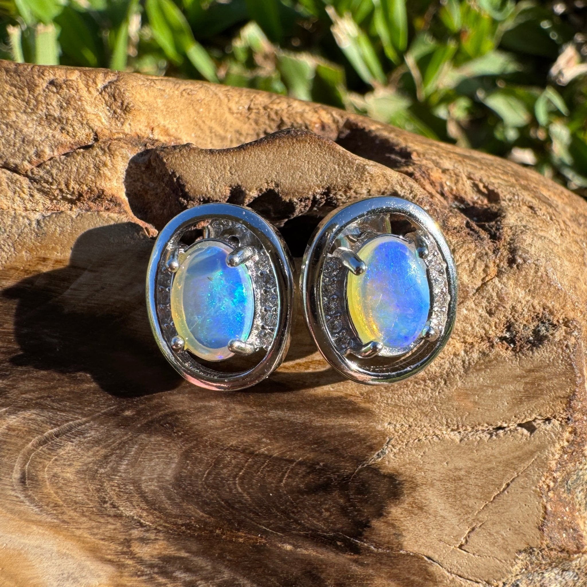 1.6ct Coober Pedy Opal Earrings ~ 'Booderee Dawn' | 925 Sterling Silver | Solid Australian Opal