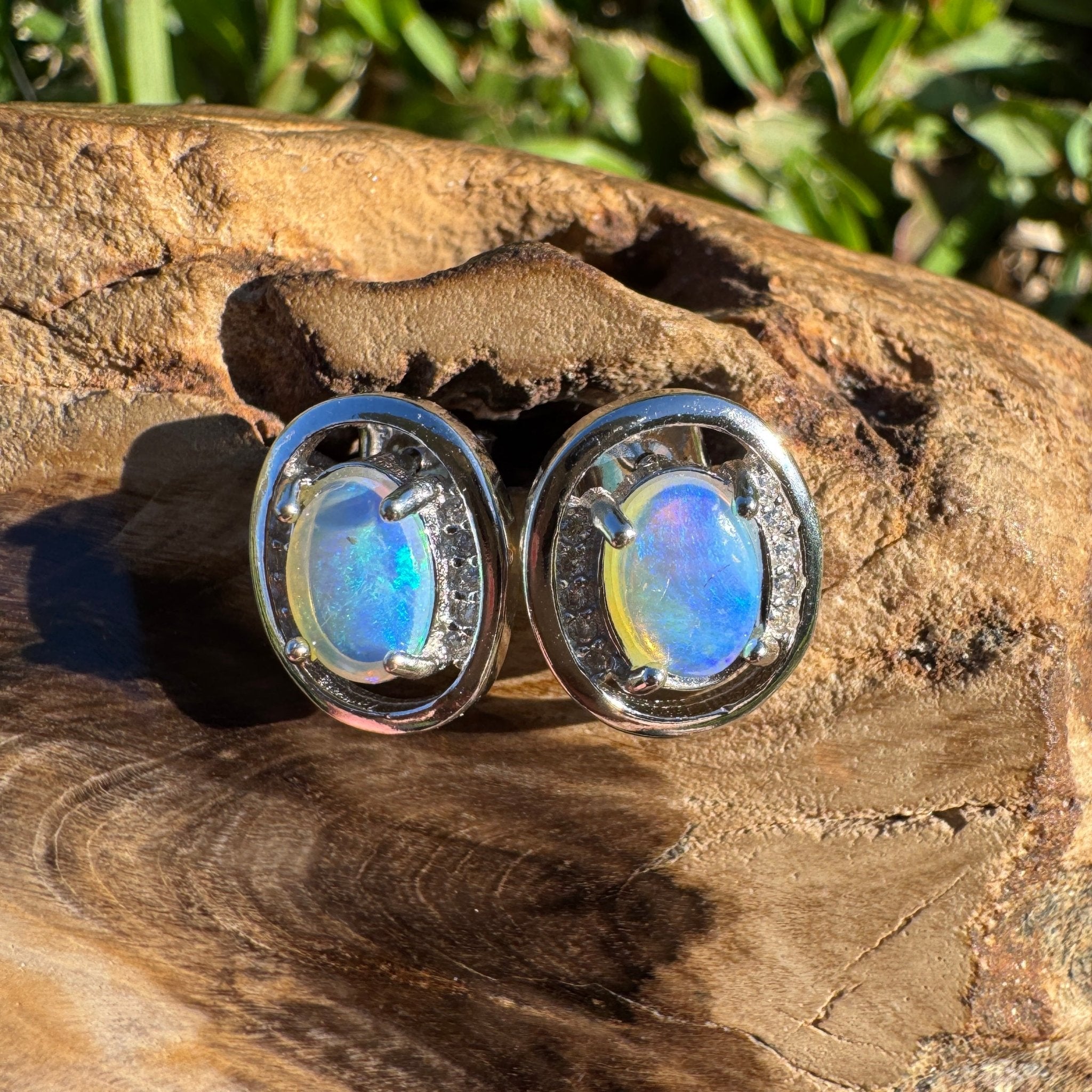 1.6ct Coober Pedy Opal Earrings ~ 'Booderee Dawn' | 925 Sterling Silver | Solid Australian Opal
