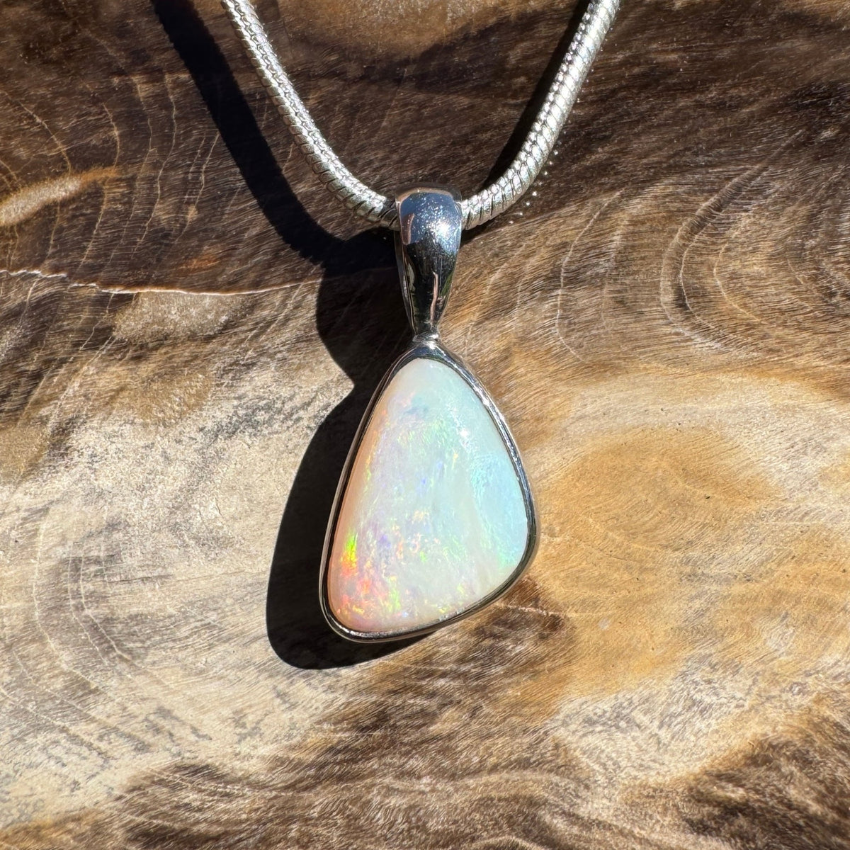 1.6ct Coober Pedy Opal Pendant Necklace ~ 'Jurien Glow' | 925 Sterling Silver | Solid Australian Opal