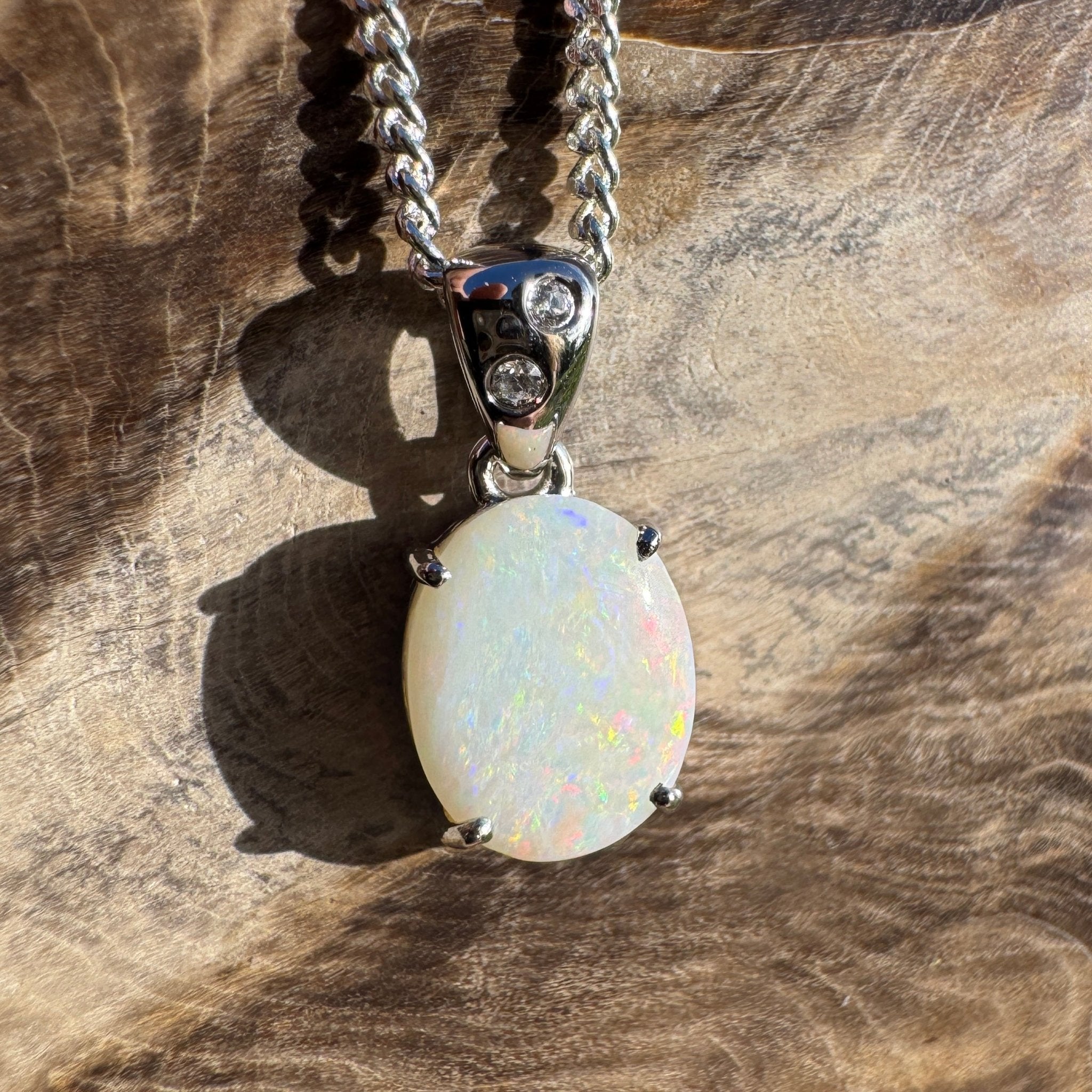 1.6ct Coober Pedy Opal Pendant Necklace ~ 'Mintaro Mist' | 925 Sterling Silver | Solid Australian Opal