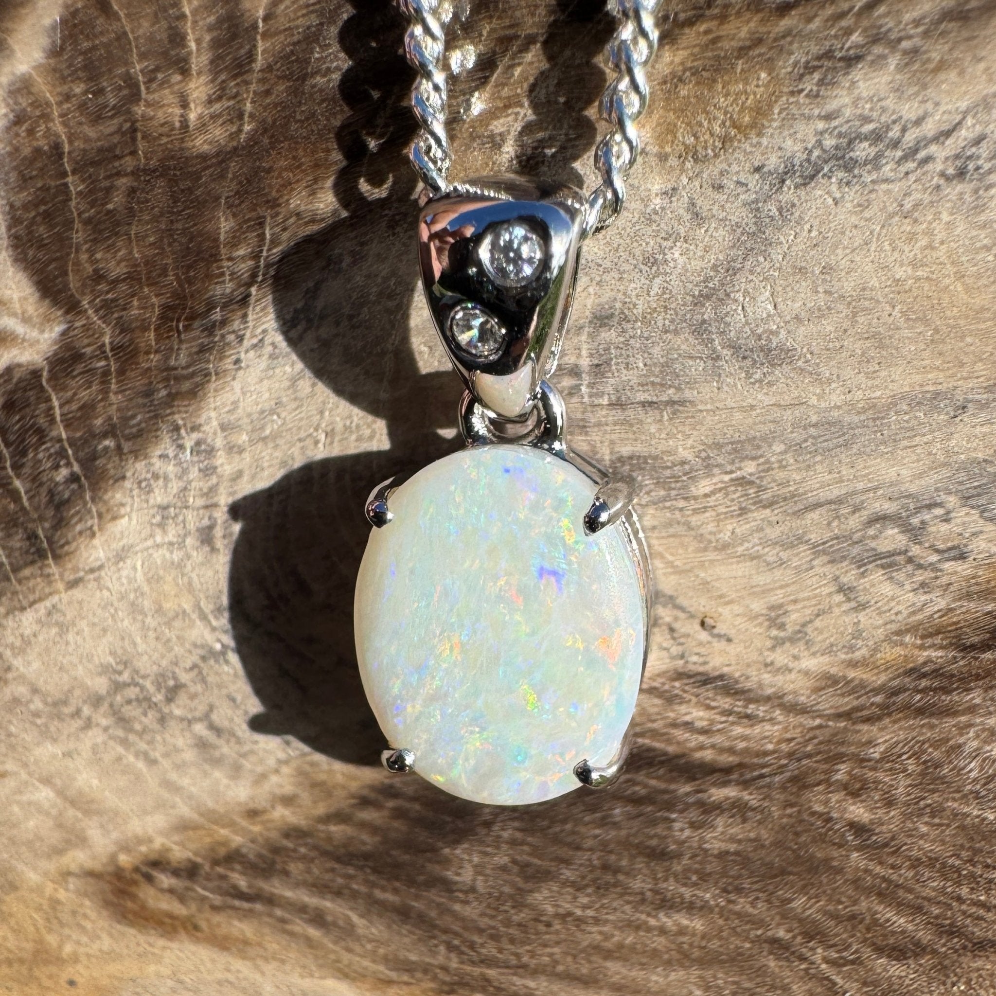 1.6ct Coober Pedy Opal Pendant Necklace ~ 'Mintaro Mist' | 925 Sterling Silver | Solid Australian Opal