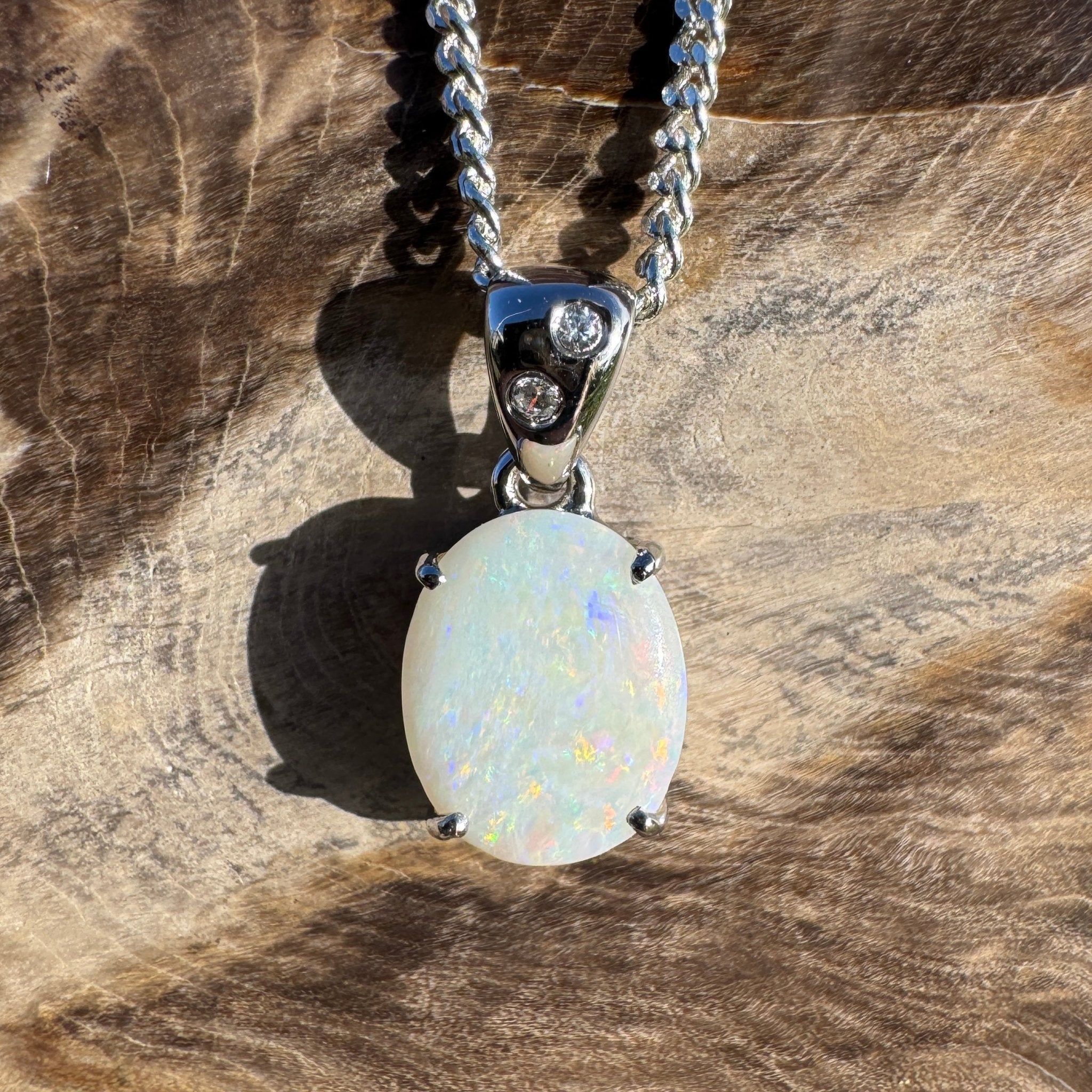 1.6ct Coober Pedy Opal Pendant Necklace ~ 'Mintaro Mist' | 925 Sterling Silver | Solid Australian Opal