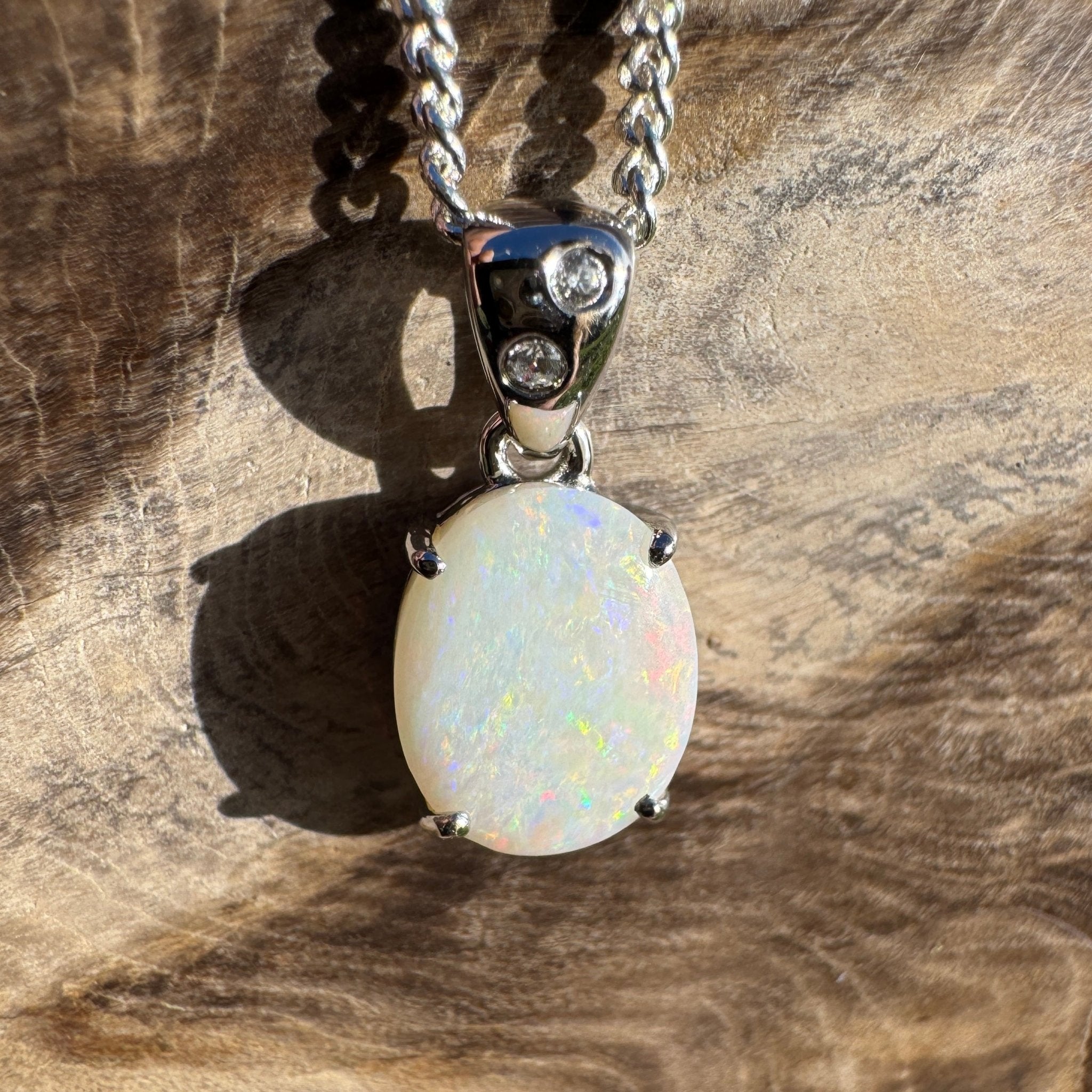 1.6ct Coober Pedy Opal Pendant Necklace ~ 'Mintaro Mist' | 925 Sterling Silver | Solid Australian Opal