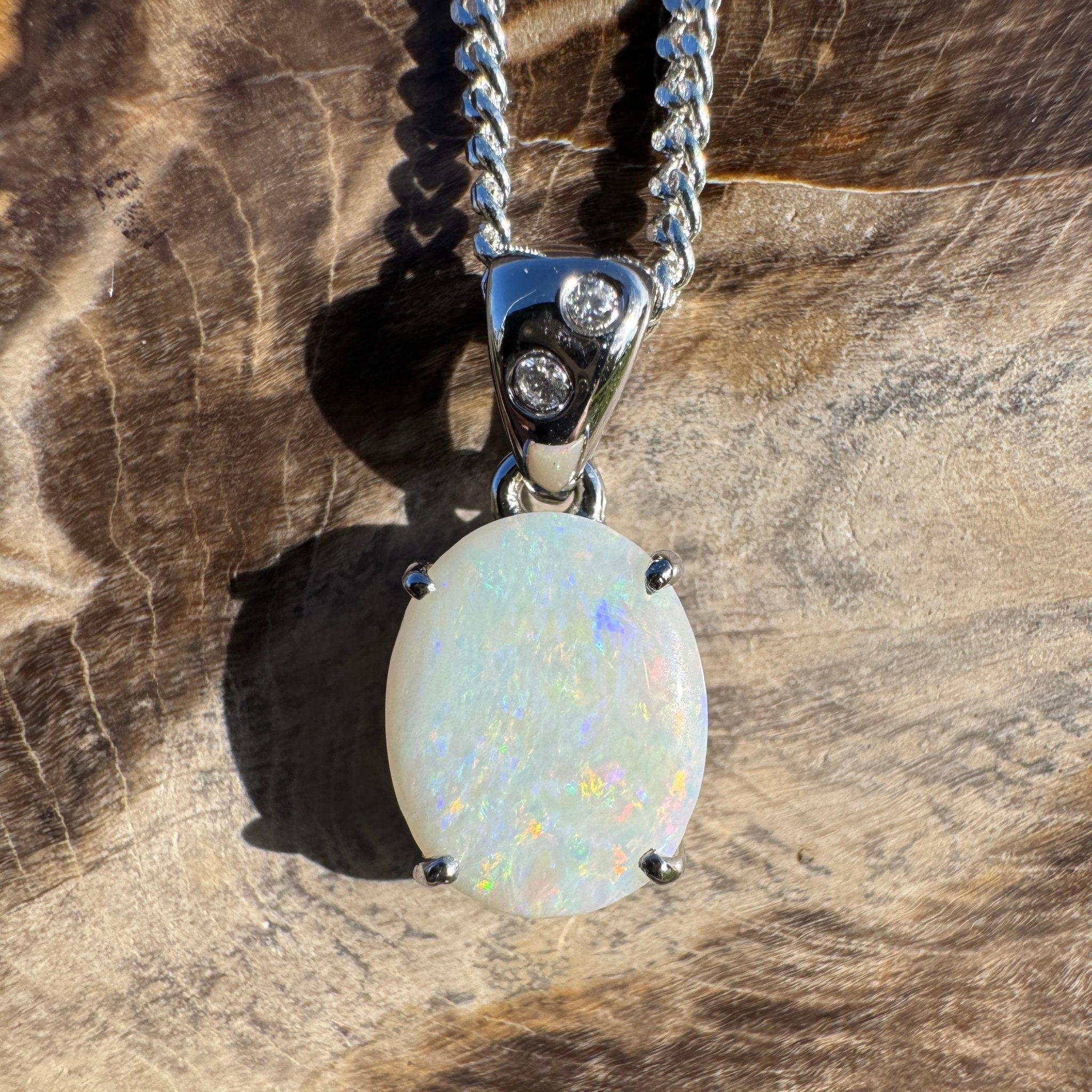 1.6ct Coober Pedy Opal Pendant Necklace ~ 'Mintaro Mist' | 925 Sterling Silver | Solid Australian Opal
