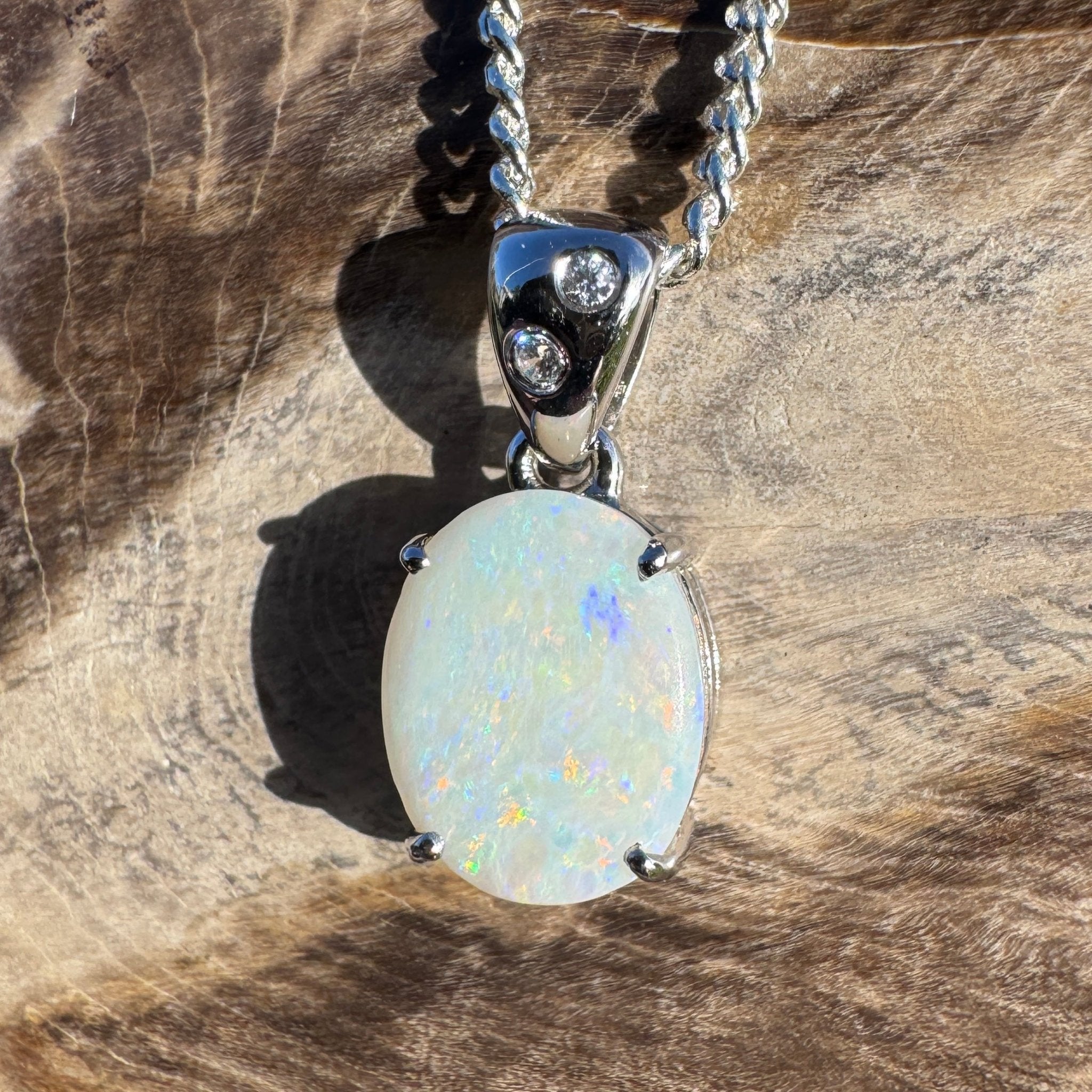 1.6ct Coober Pedy Opal Pendant Necklace ~ 'Mintaro Mist' | 925 Sterling Silver | Solid Australian Opal