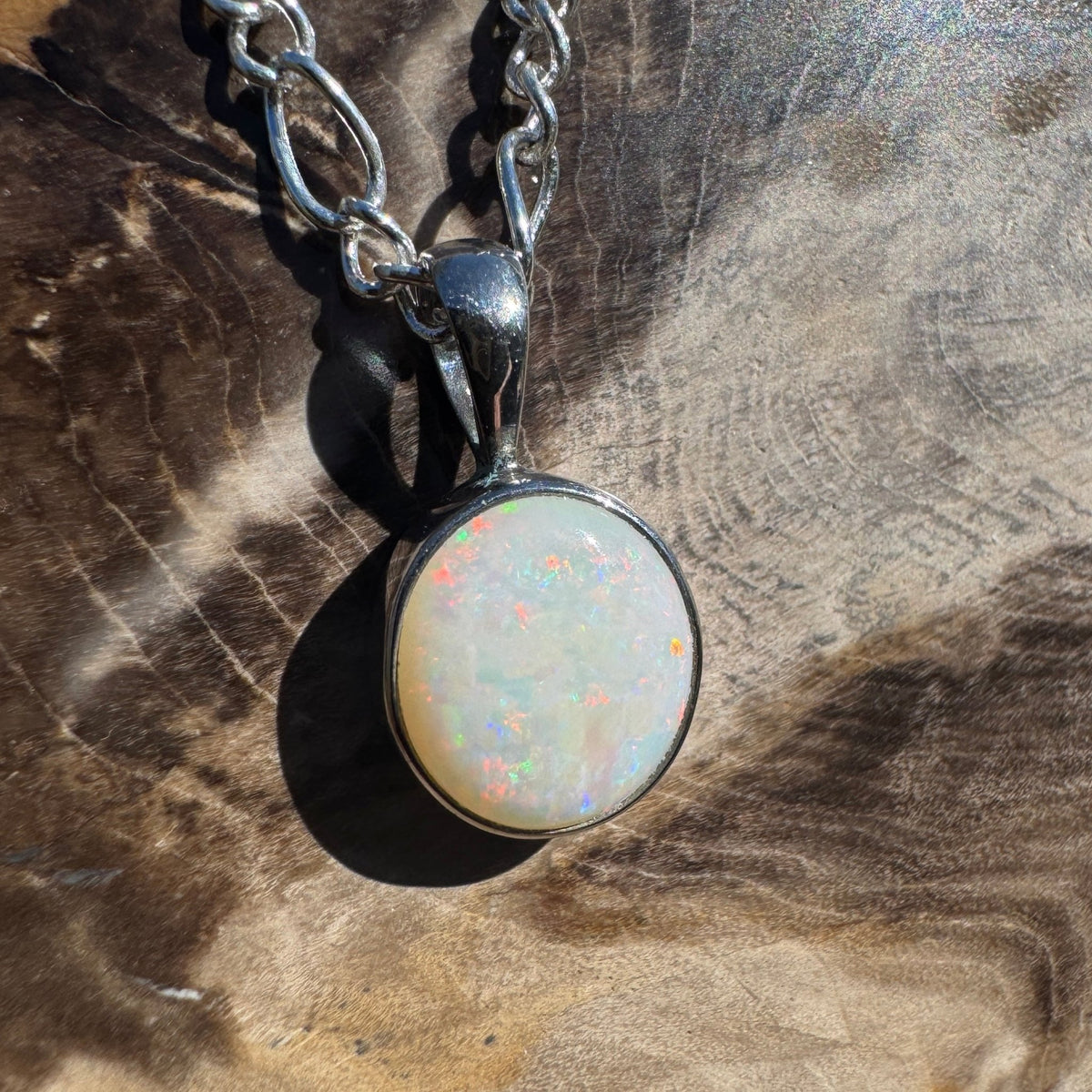 1.6ct Coober Pedy Opal Pendant Necklace ~ 'Yanchep Light' | 925 Sterling Silver | Solid Australian Opal