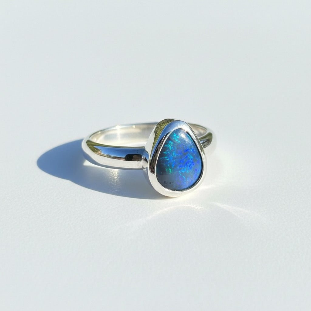 1.6ct Lightning Ridge Black Opal Ring ~ 'Litchfield Pearl' | 925 Sterling Silver | Solid Australian Opal