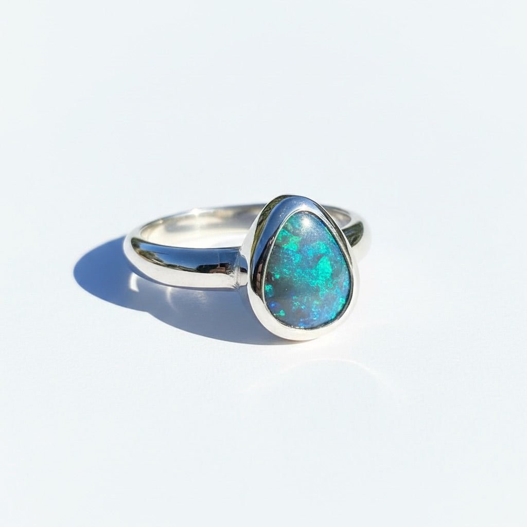 1.6ct Lightning Ridge Black Opal Ring ~ 'Litchfield Pearl' | 925 Sterling Silver | Solid Australian Opal