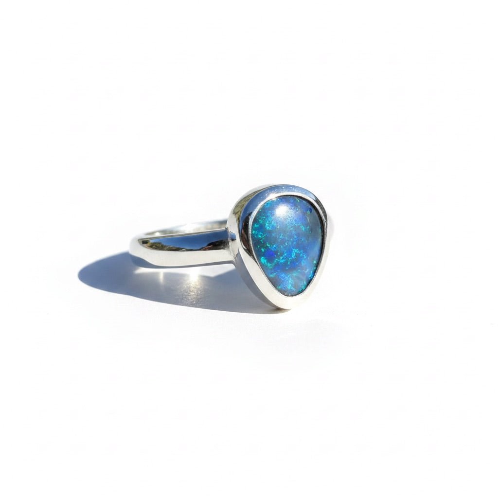 1.6ct Lightning Ridge Black Opal Ring ~ 'Litchfield Pearl' | 925 Sterling Silver | Solid Australian Opal