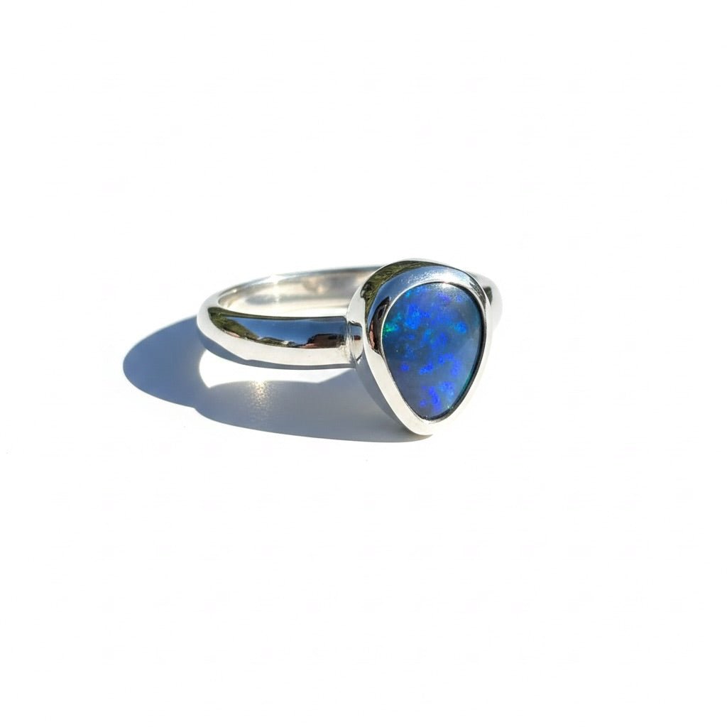 1.6ct Lightning Ridge Black Opal Ring ~ 'Litchfield Pearl' | 925 Sterling Silver | Solid Australian Opal