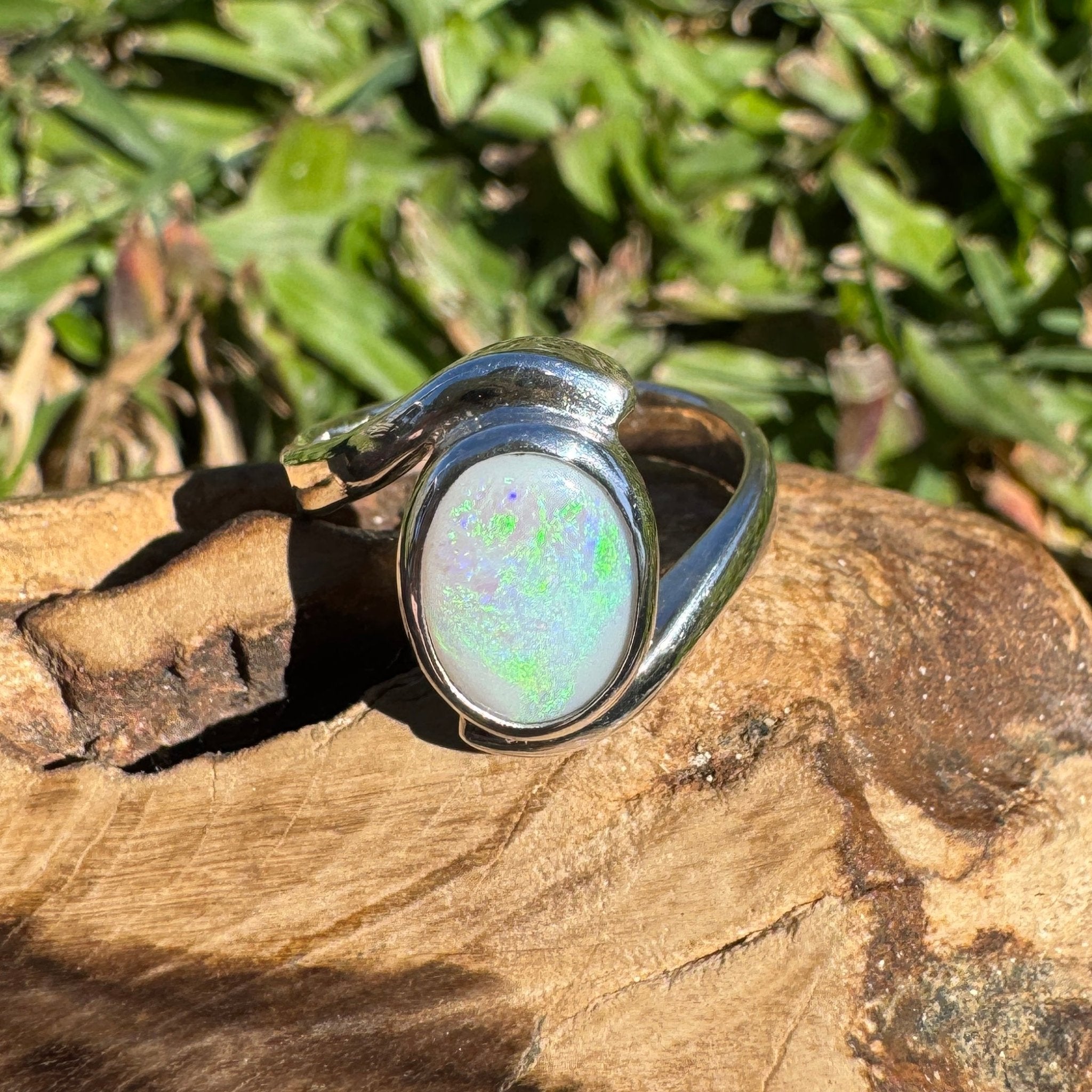 1.6ct Lightning Ridge Semi Black Opal Ring ~ 'Jervis Bay Oval' | 925 Sterling Silver | Solid Australian Opal