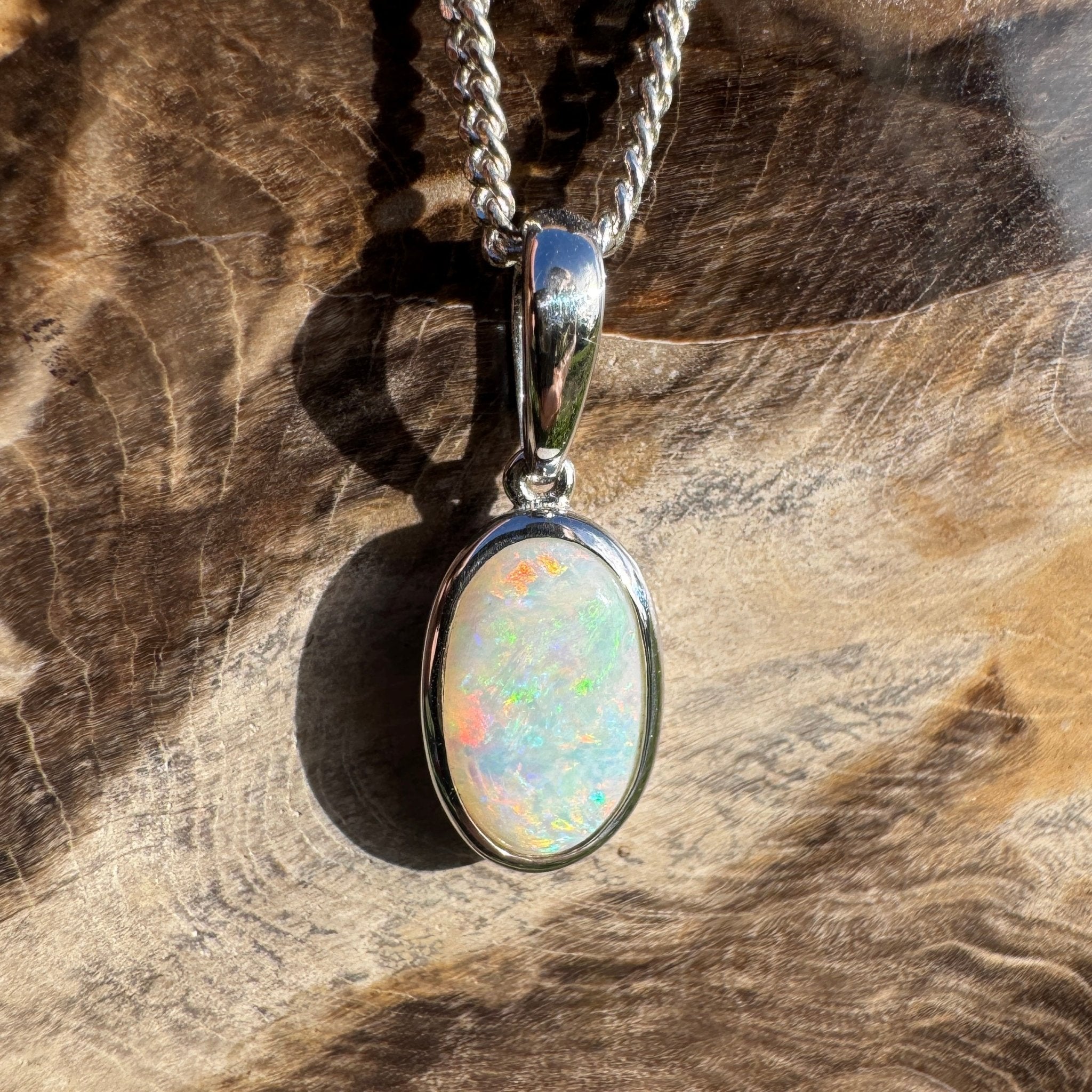 1.75ct Coober Pedy Opal Pendant Necklace ~ 'Horrocks Tide' | 925 Sterling Silver | Solid Australian Opal