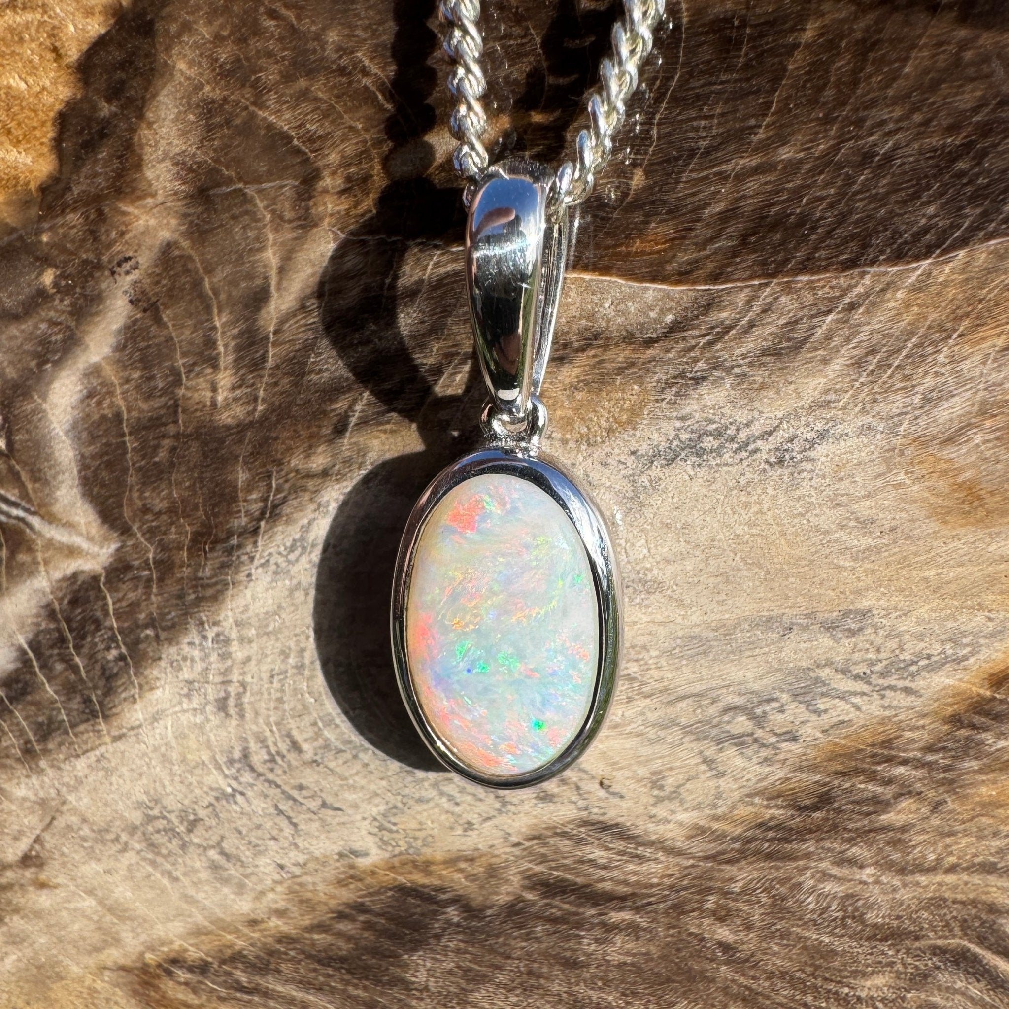 1.75ct Coober Pedy Opal Pendant Necklace ~ 'Horrocks Tide' | 925 Sterling Silver | Solid Australian Opal