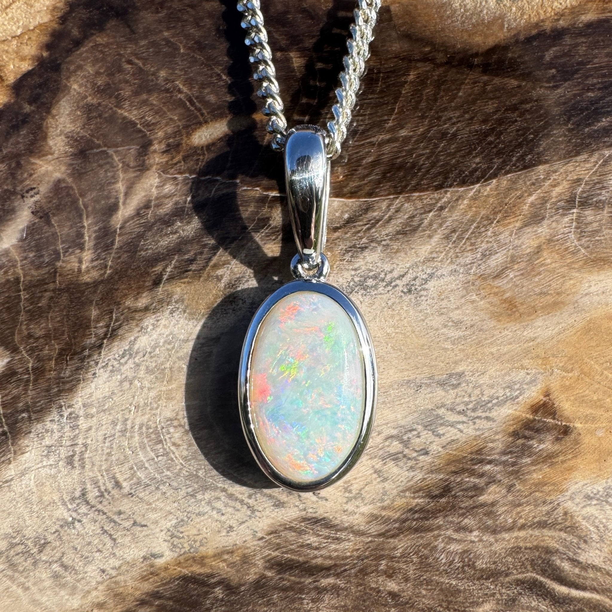 1.75ct Coober Pedy Opal Pendant Necklace ~ 'Horrocks Tide' | 925 Sterling Silver | Solid Australian Opal
