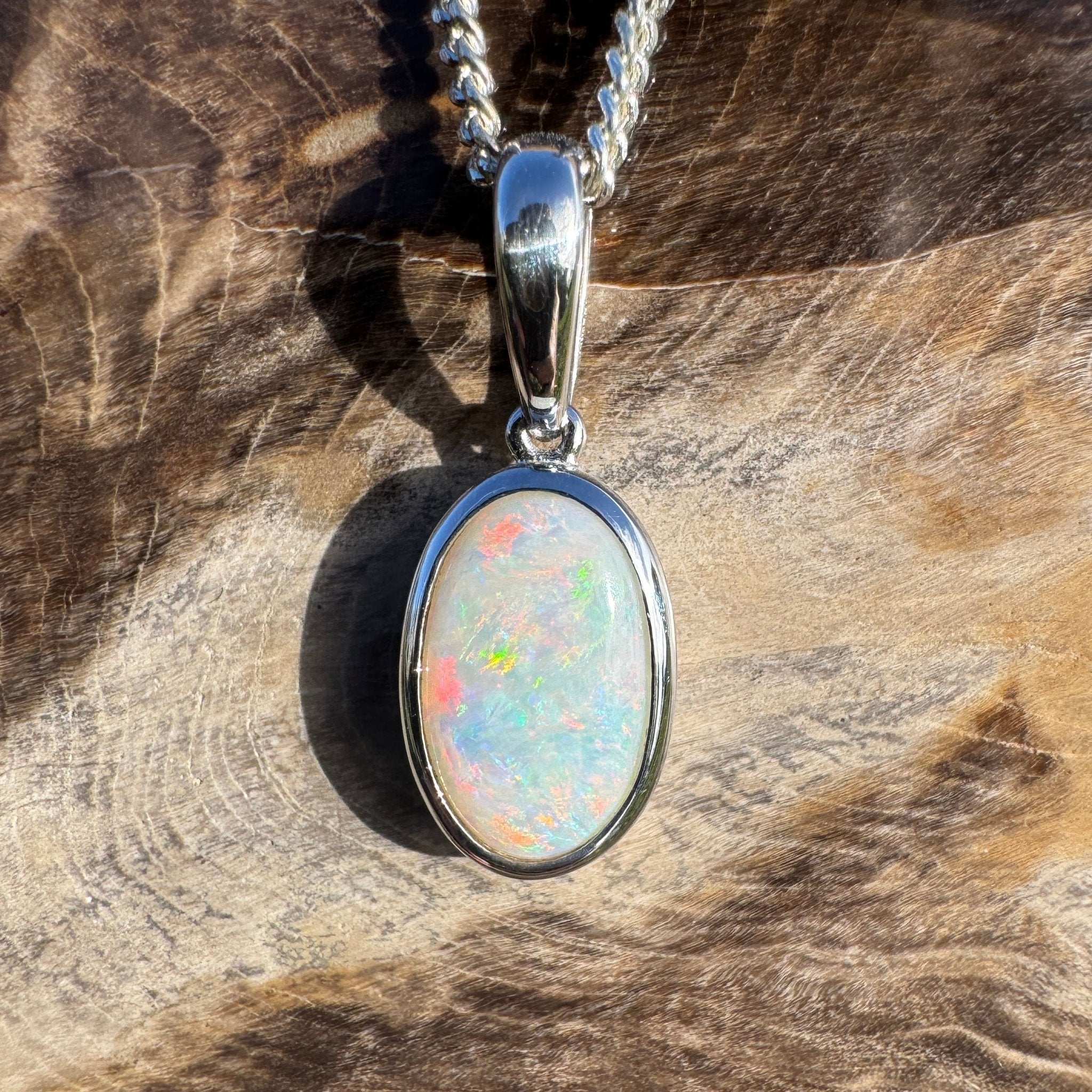 1.75ct Coober Pedy Opal Pendant Necklace ~ 'Horrocks Tide' | 925 Sterling Silver | Solid Australian Opal