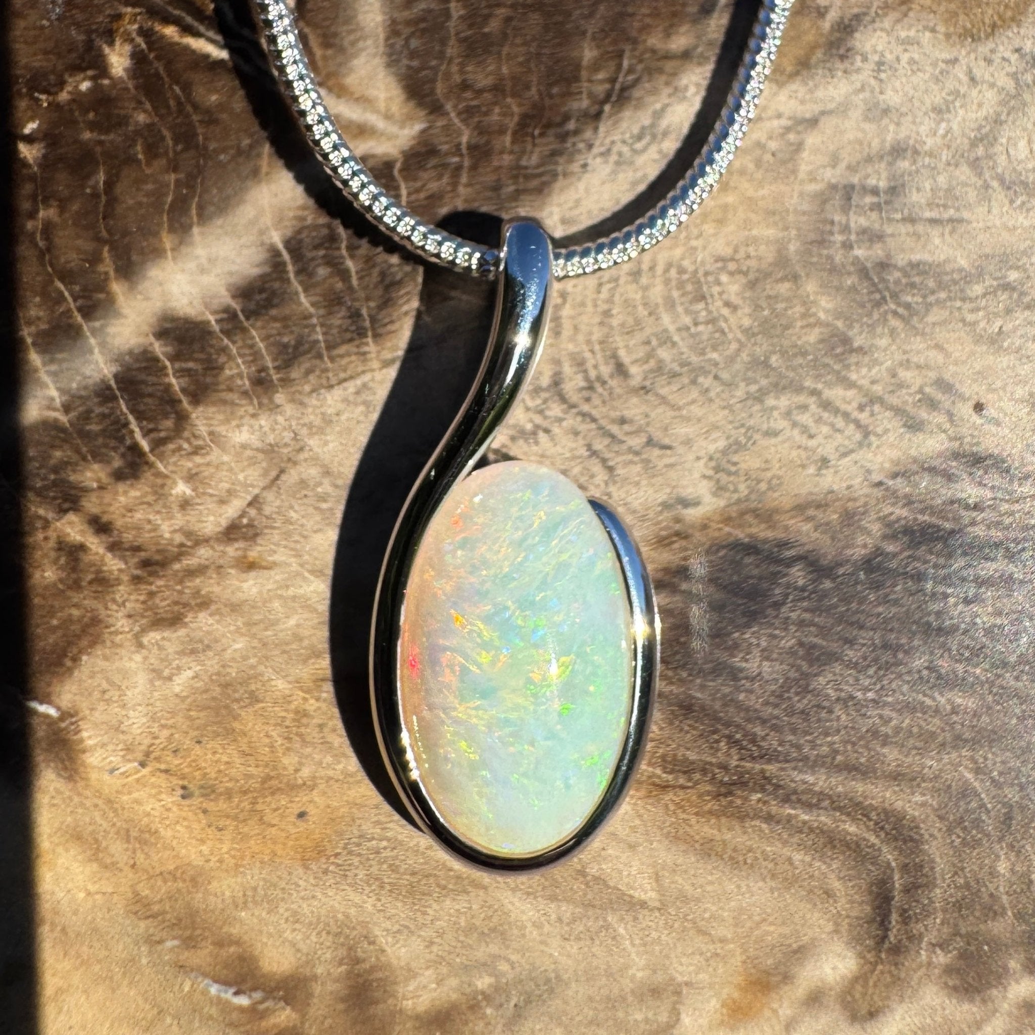 1.75ct Coober Pedy Opal Pendant Necklace ~ 'Silver Wattle Sky' | 925 Sterling Silver | Solid Australian Opal
