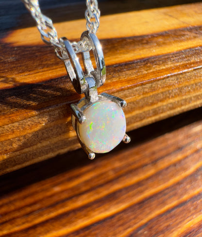 'Dreamtime Spirit' ~ Handcrafted 0.8ct Solid Lightning Ridge Opal Sterling Silver Pendant Necklace - Iona Opal Australia