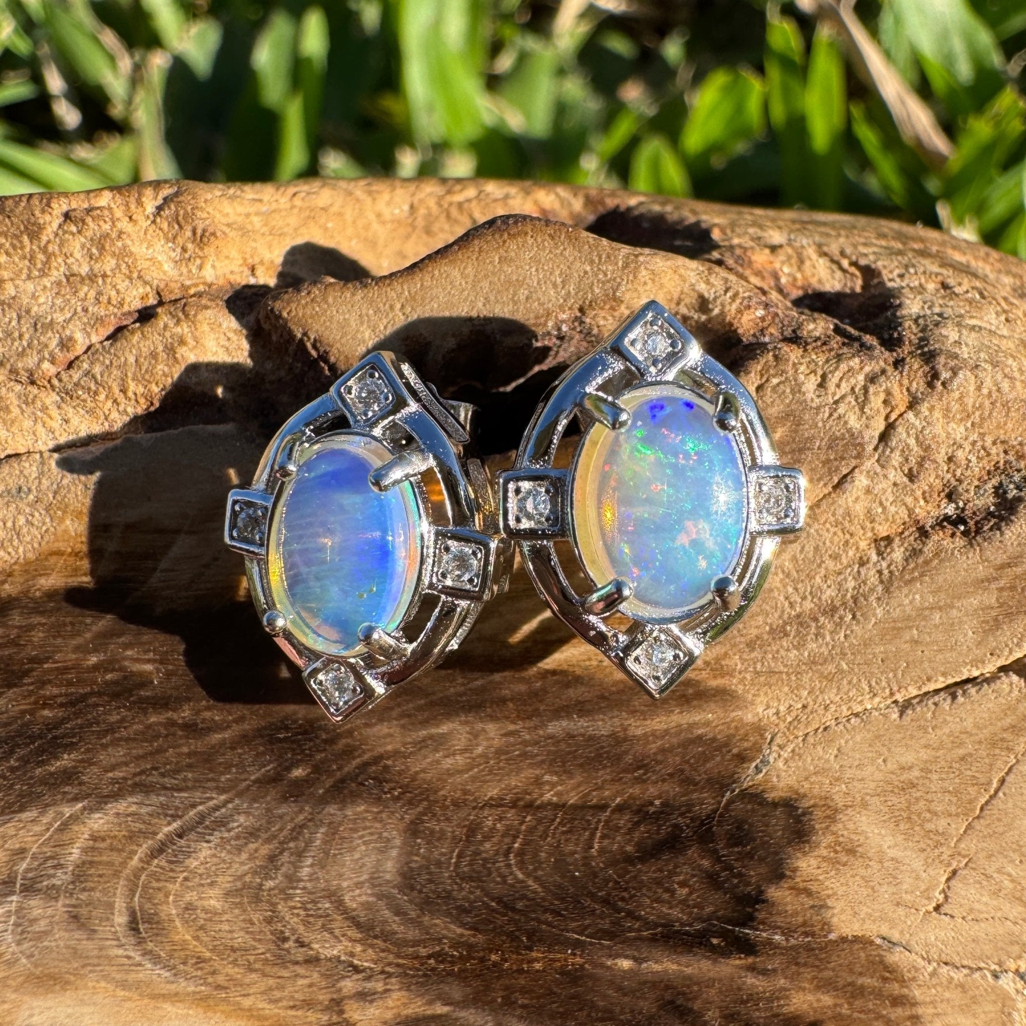 1.7ct Coober Pedy Opal Earrings ~ 'Mundaring Haze' | 925 Sterling Silver | Solid Australian Opal