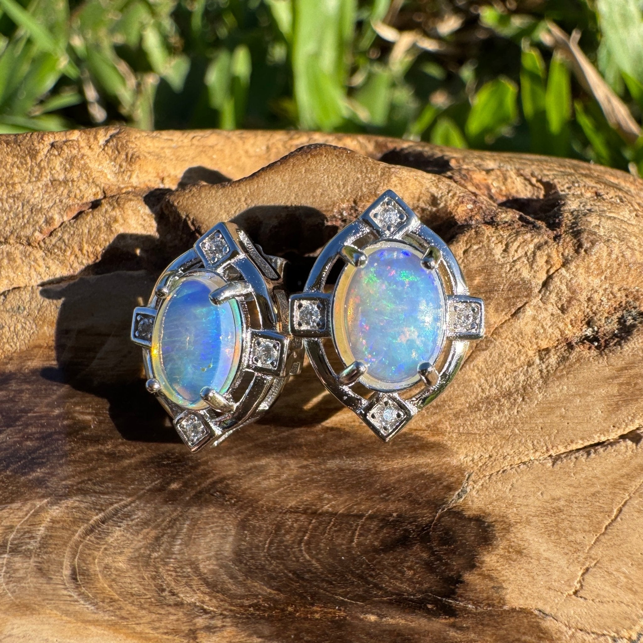1.7ct Coober Pedy Opal Earrings ~ 'Mundaring Haze' | 925 Sterling Silver | Solid Australian Opal