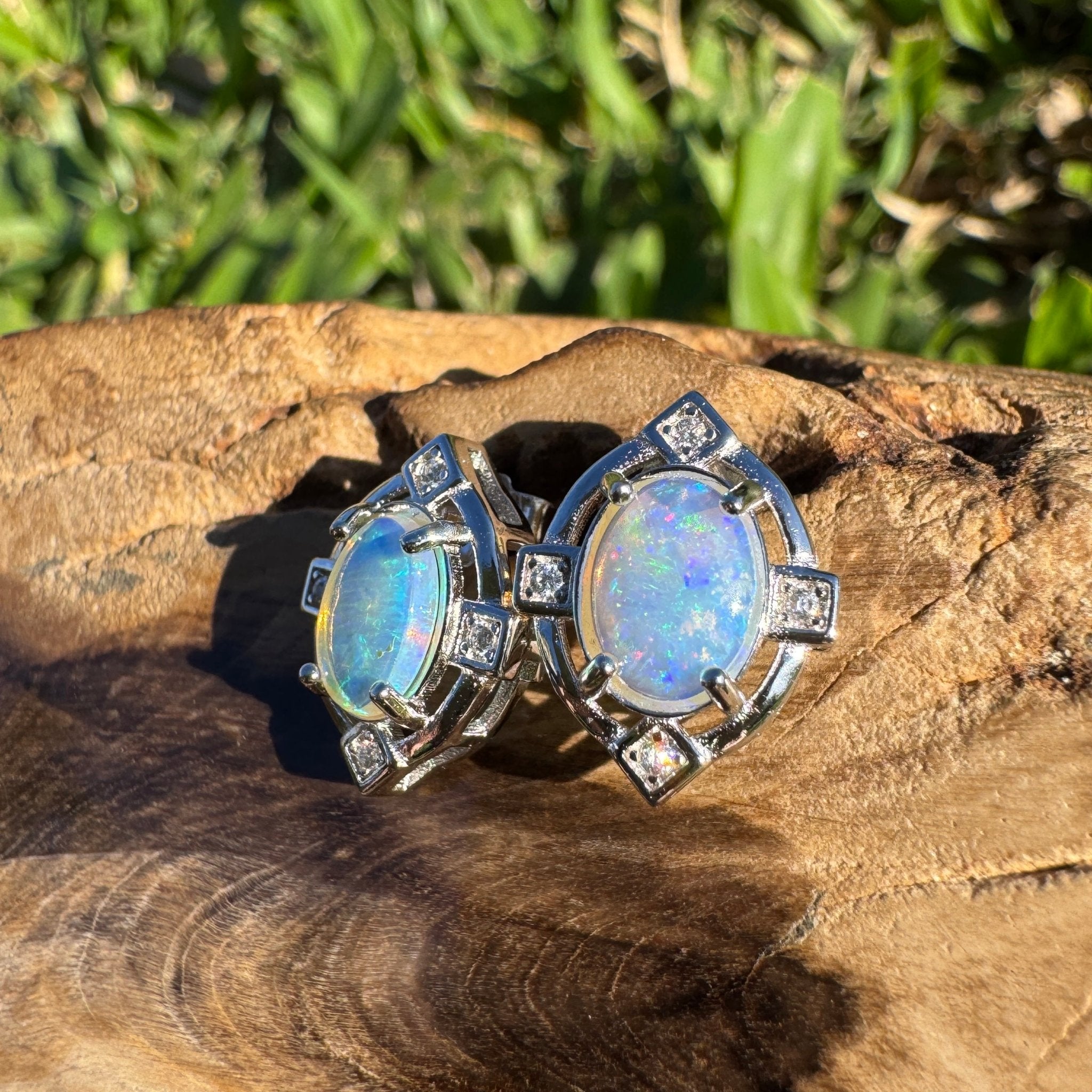1.7ct Coober Pedy Opal Earrings ~ 'Mundaring Haze' | 925 Sterling Silver | Solid Australian Opal