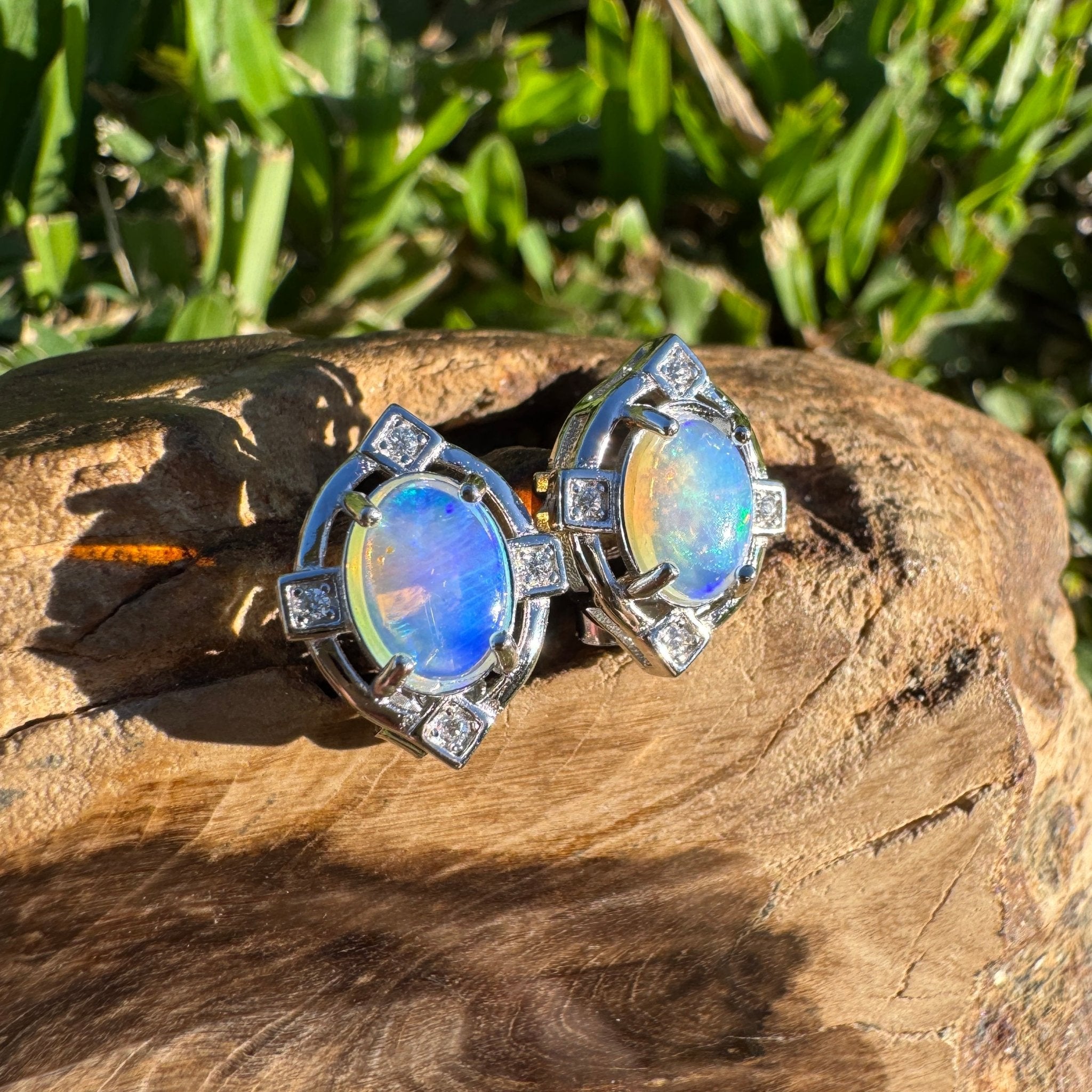 1.7ct Coober Pedy Opal Earrings ~ 'Mundaring Haze' | 925 Sterling Silver | Solid Australian Opal