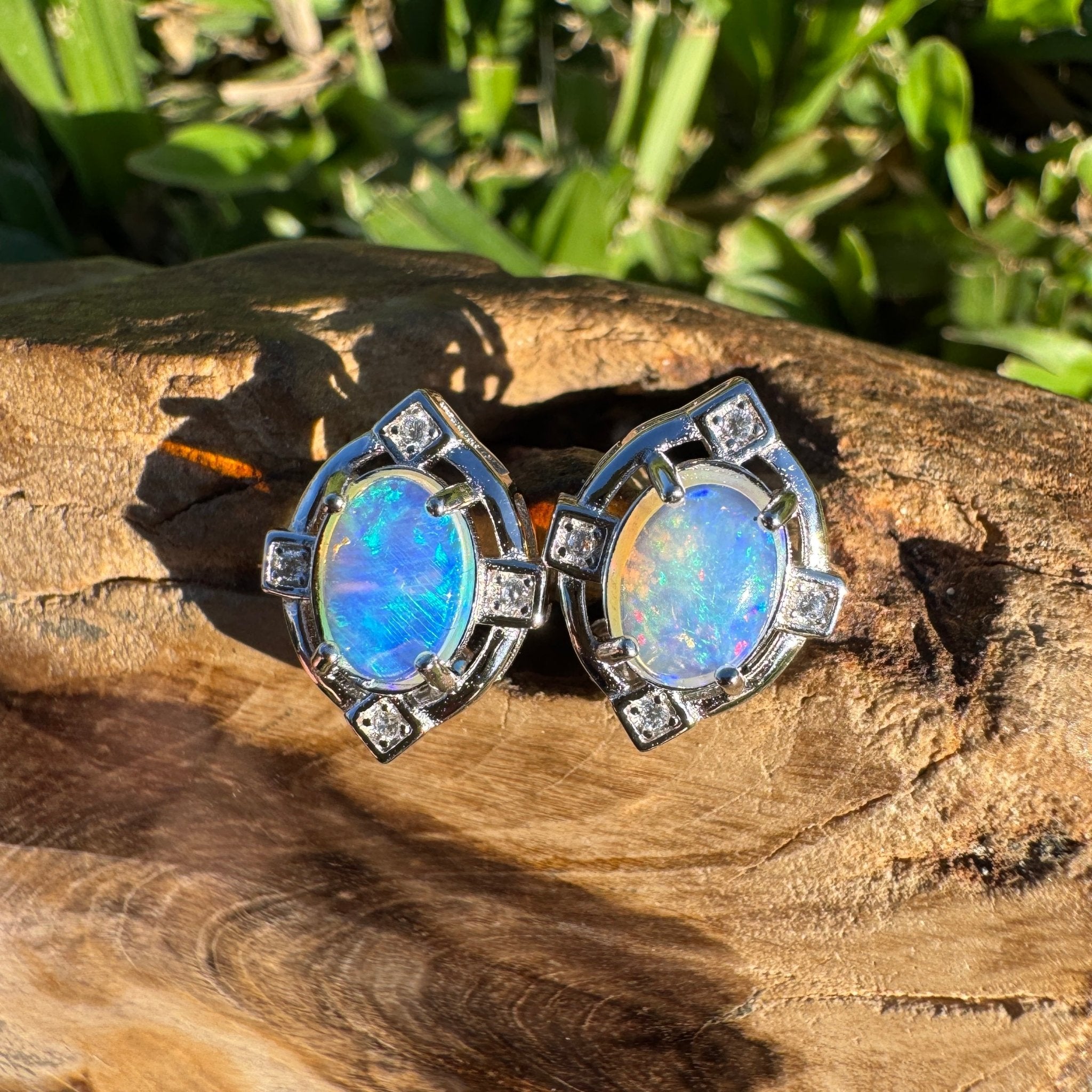 1.7ct Coober Pedy Opal Earrings ~ 'Mundaring Haze' | 925 Sterling Silver | Solid Australian Opal