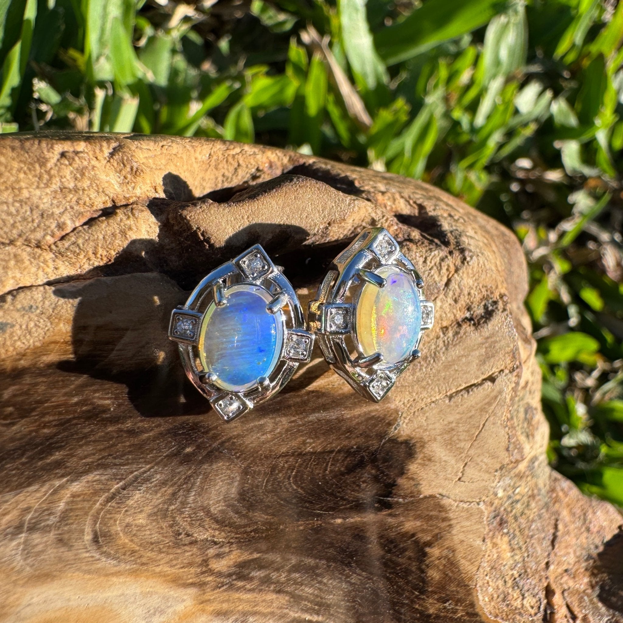 1.7ct Coober Pedy Opal Earrings ~ 'Mundaring Haze' | 925 Sterling Silver | Solid Australian Opal