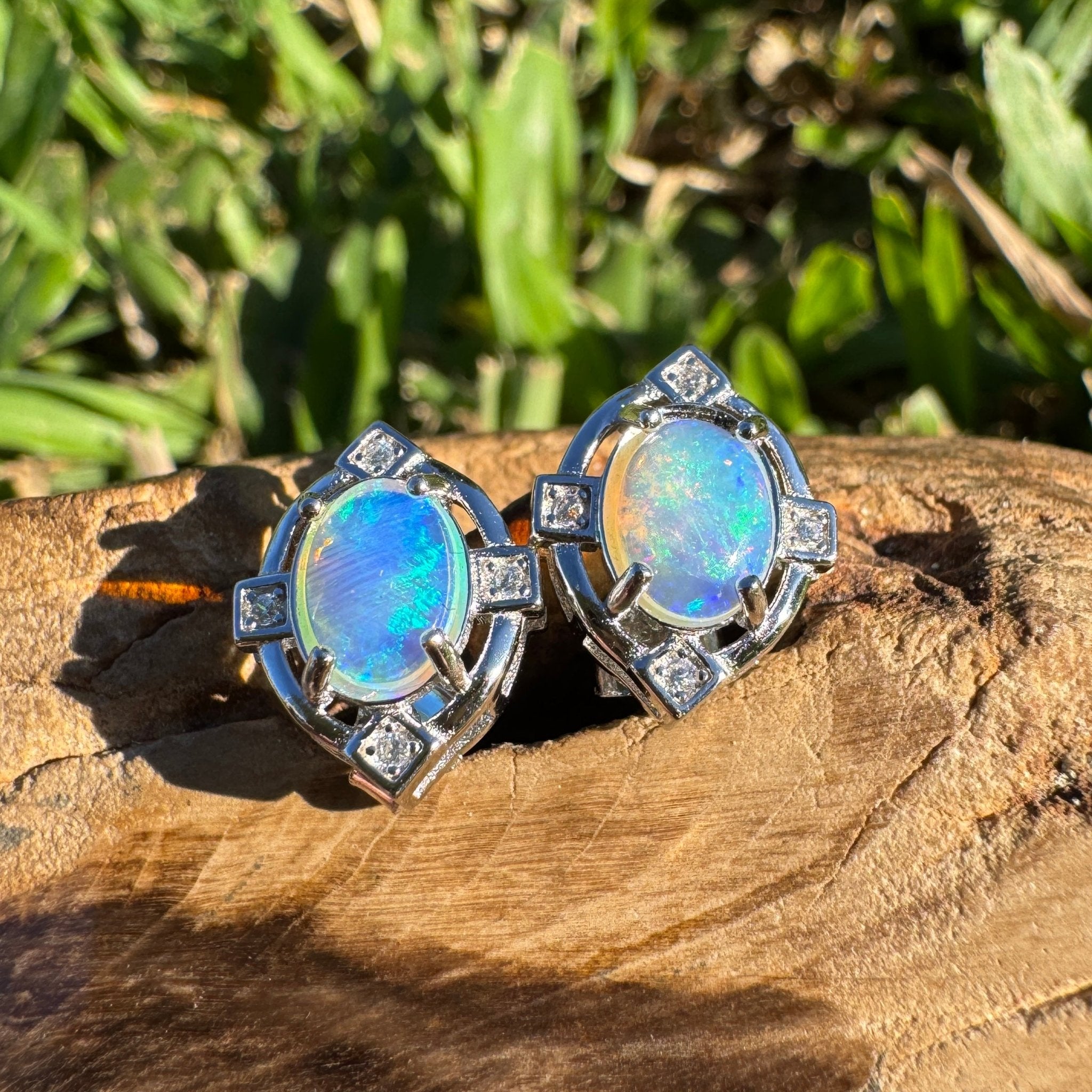 1.7ct Coober Pedy Opal Earrings ~ 'Mundaring Haze' | 925 Sterling Silver | Solid Australian Opal