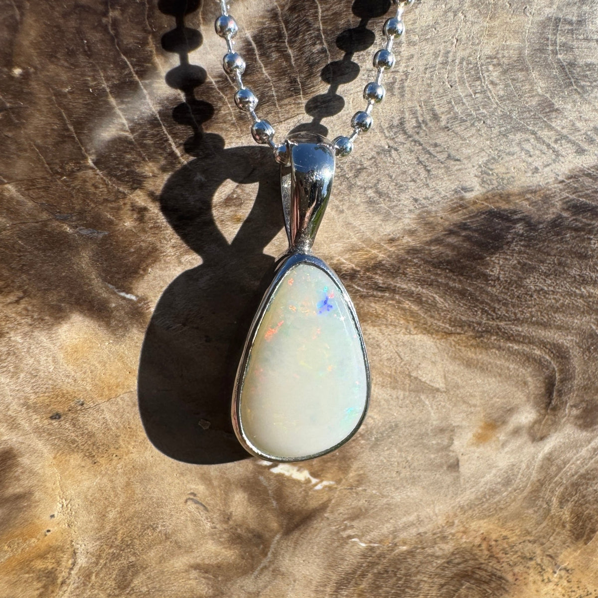 1.7ct Coober Pedy Opal Pendant Necklace ~ 'Baird Bay Coral' | 925 Sterling Silver | Solid Australian Opal