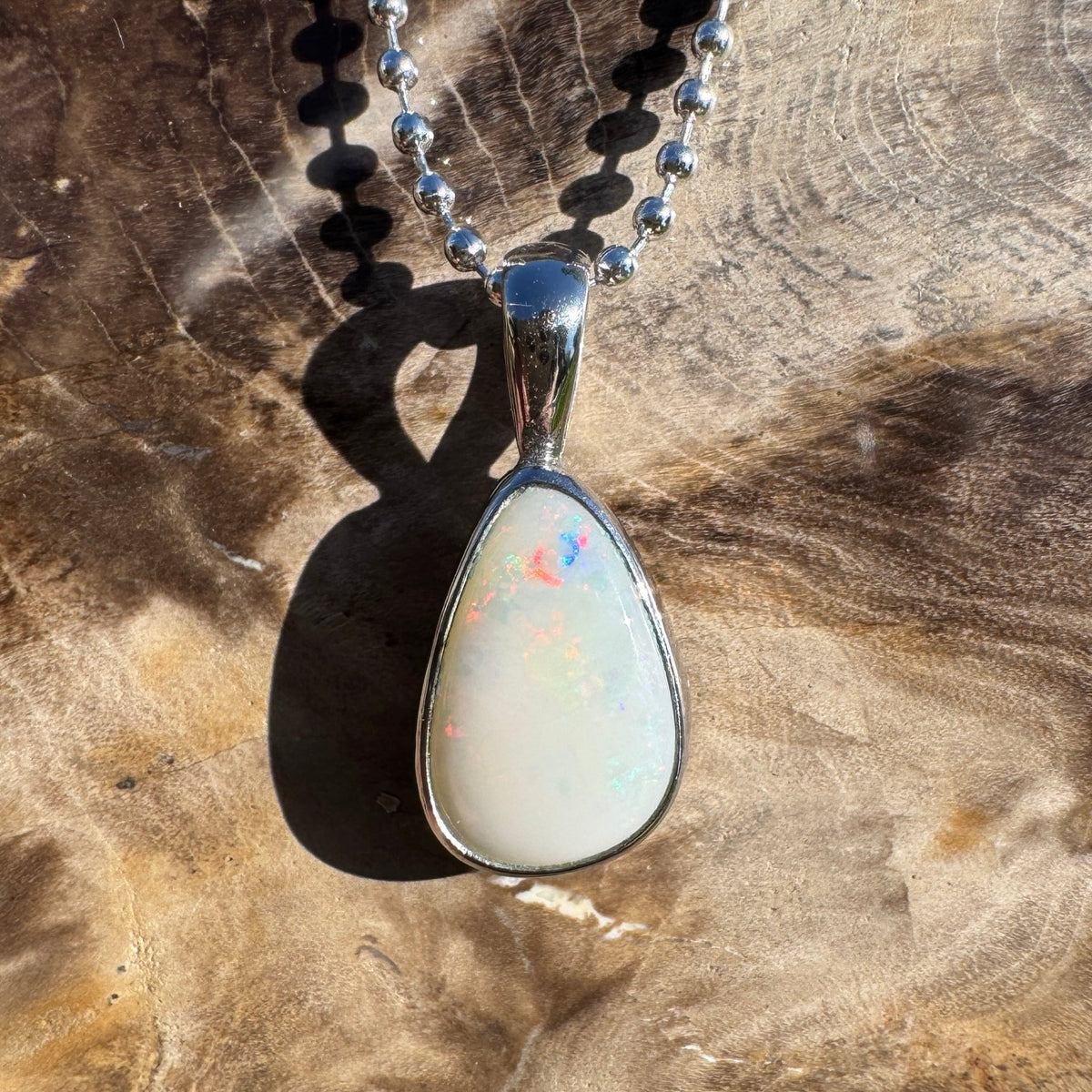 1.7ct Coober Pedy Opal Pendant Necklace ~ 'Baird Bay Coral' | 925 Sterling Silver | Solid Australian Opal