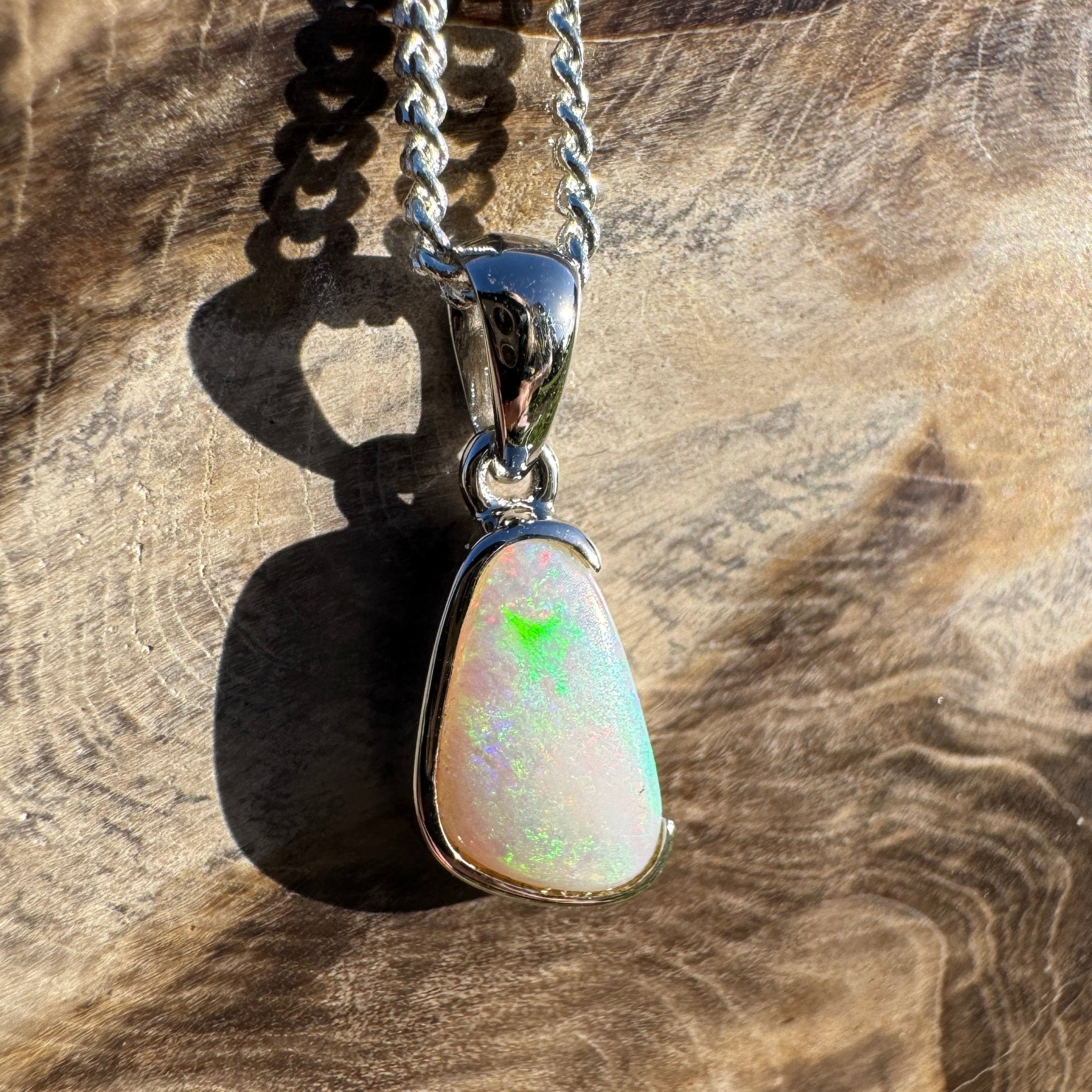 1.7ct Coober Pedy Opal Pendant Necklace ~ 'Burra Highlands Drift' | 925 Sterling Silver | Solid Australian Opal