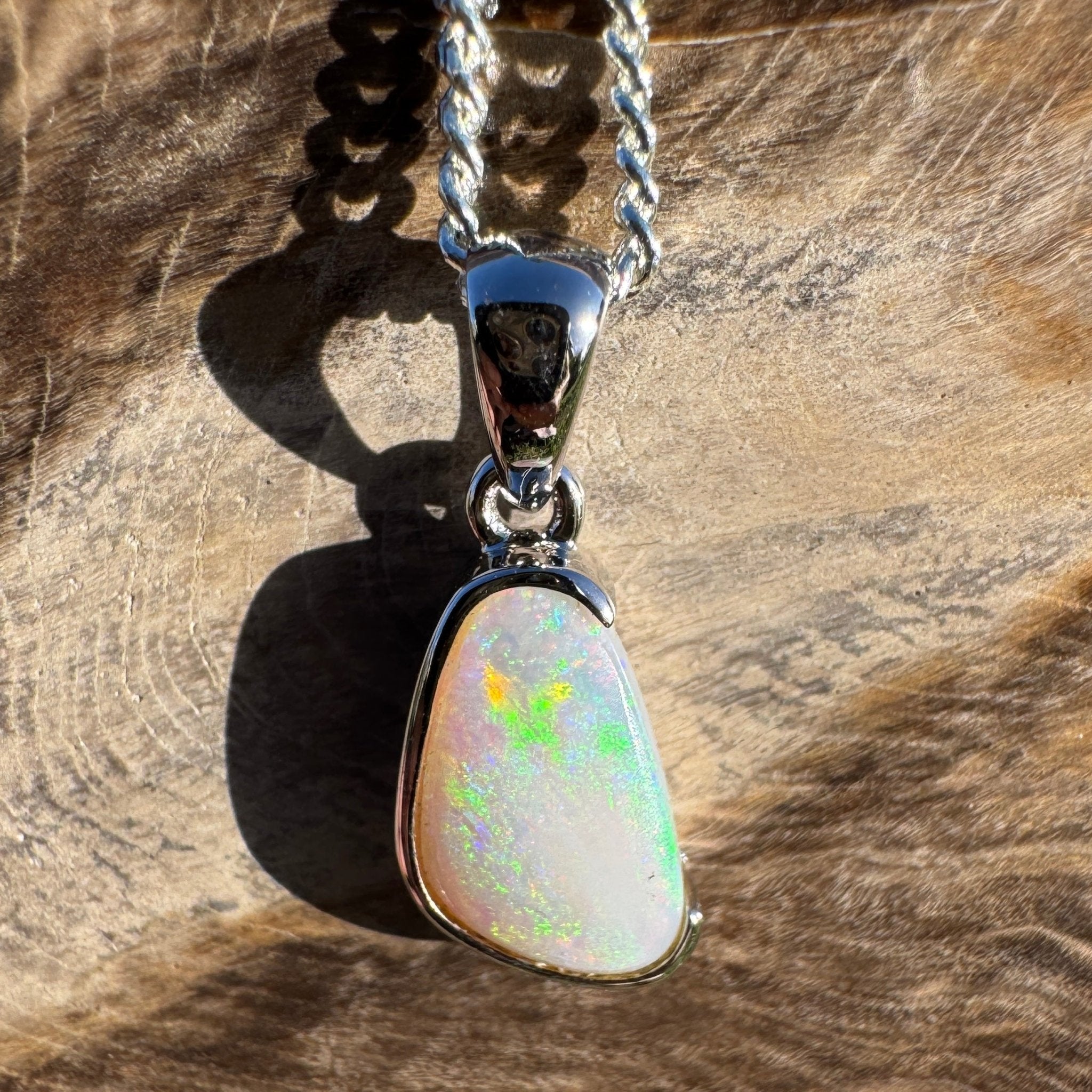 1.7ct Coober Pedy Opal Pendant Necklace ~ 'Burra Highlands Drift' | 925 Sterling Silver | Solid Australian Opal