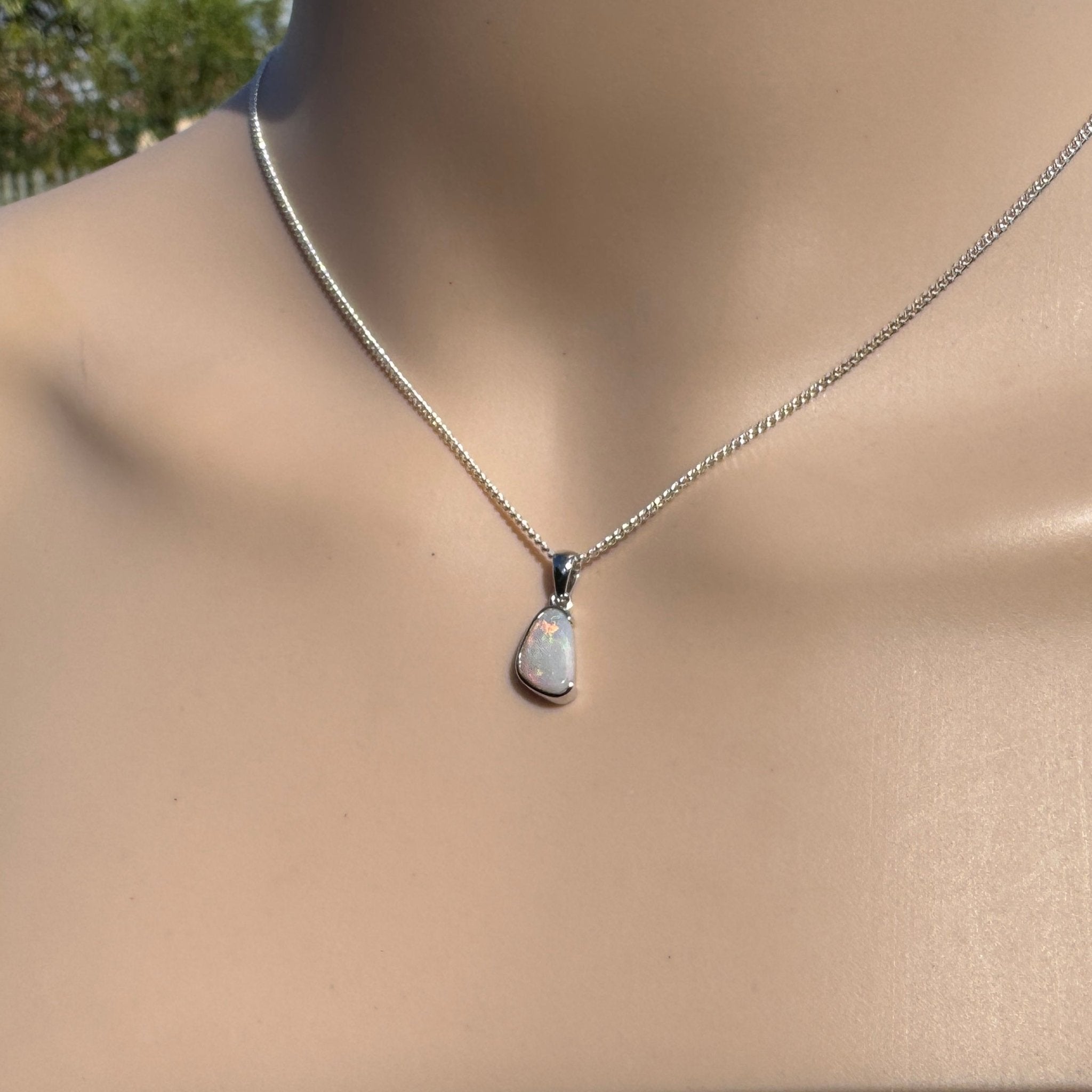 1.7ct Coober Pedy Opal Pendant Necklace ~ 'Burra Highlands Drift' | 925 Sterling Silver | Solid Australian Opal