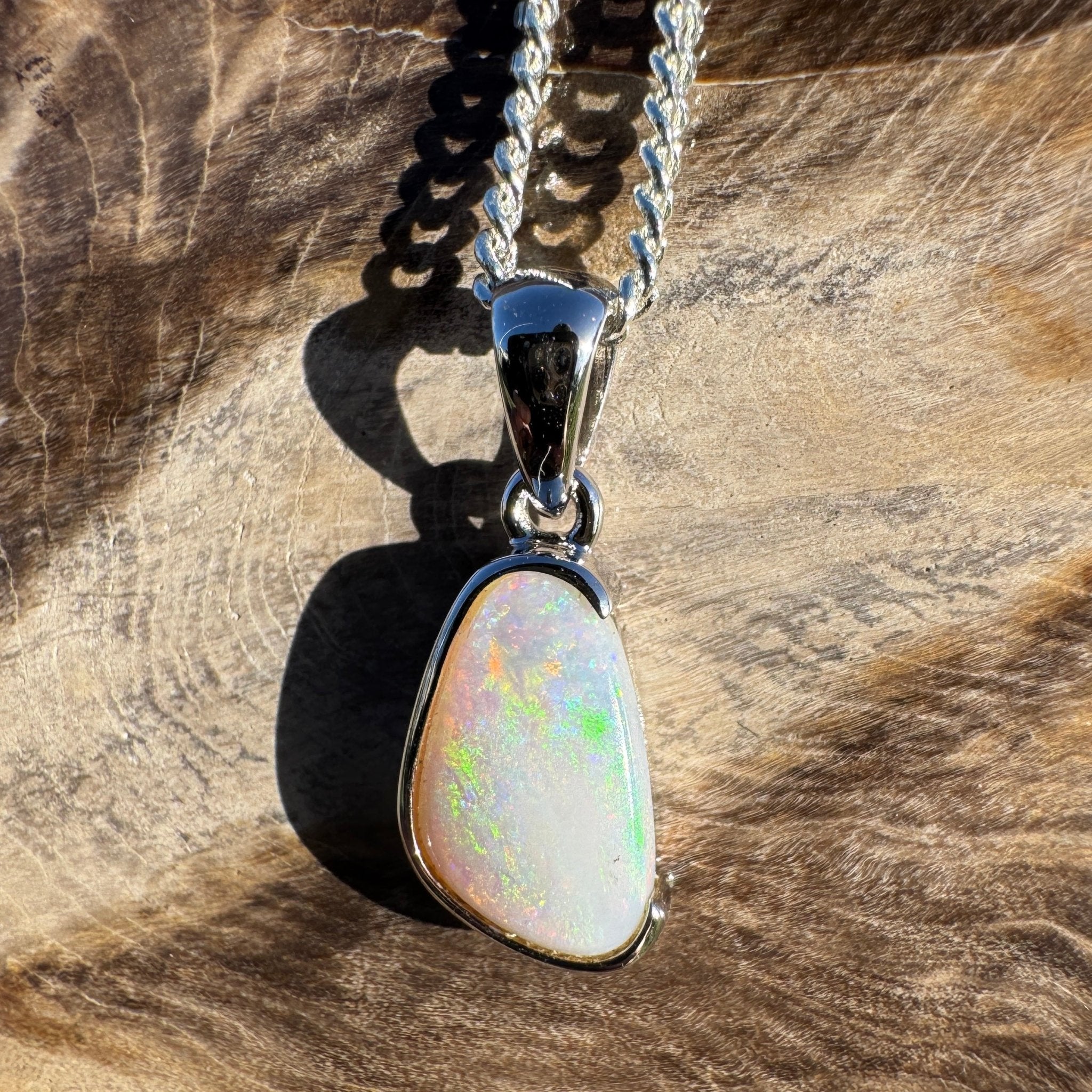 1.7ct Coober Pedy Opal Pendant Necklace ~ 'Burra Highlands Drift' | 925 Sterling Silver | Solid Australian Opal