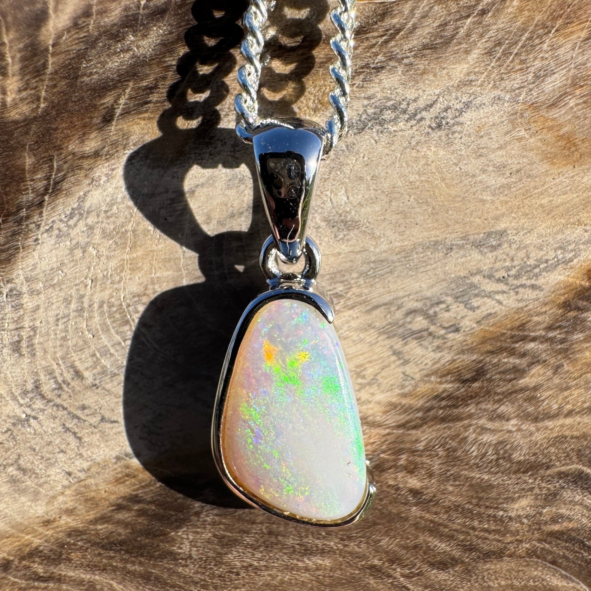 1.7ct Coober Pedy Opal Pendant Necklace ~ 'Burra Highlands Drift' | 925 Sterling Silver | Solid Australian Opal