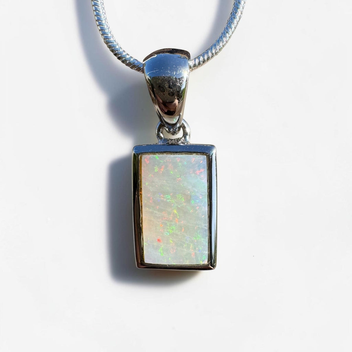 1.7ct Coober Pedy Opal Pendant Necklace ~ 'Eromanga Firelight' | 925 Sterling Silver | Solid Australian Opal