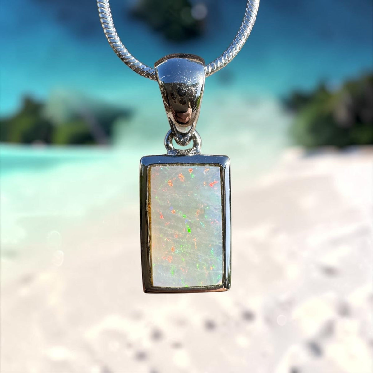 1.7ct Coober Pedy Opal Pendant Necklace ~ 'Eromanga Firelight' | 925 Sterling Silver | Solid Australian Opal