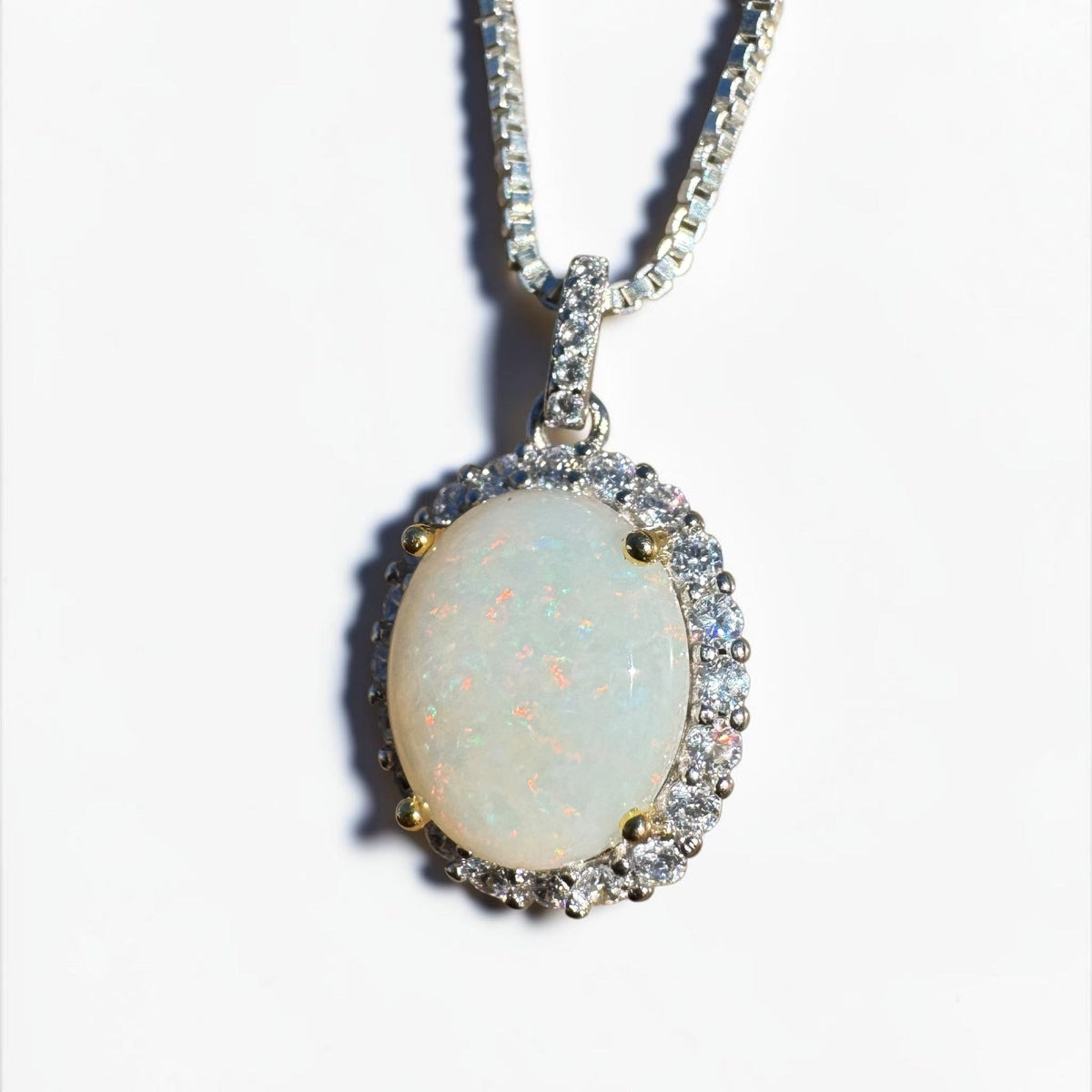 1.7ct Coober Pedy Opal Pendant Necklace ~ 'Grampians Glow' | 925 Sterling Silver | Solid Australian Opal