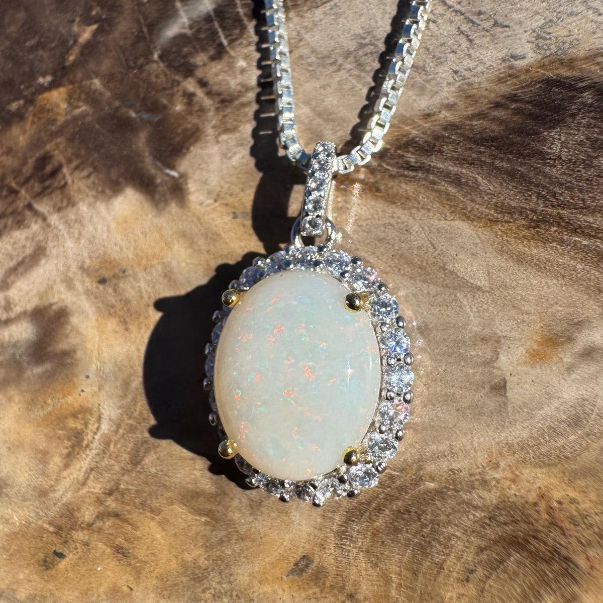 1.7ct Coober Pedy Opal Pendant Necklace ~ 'Grampians Glow' | 925 Sterling Silver | Solid Australian Opal