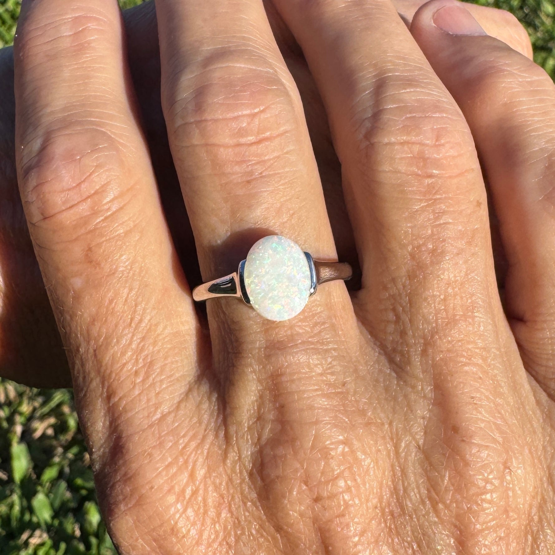 1.7ct Coober Pedy Opal Ring ~ 'Yorke Radiance' | 925 Sterling Silver | Solid Australian Opal