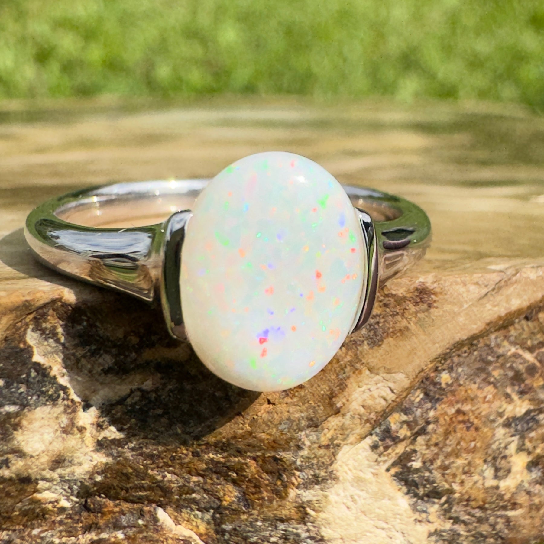 1.7ct Coober Pedy Opal Ring ~ 'Yorke Radiance' | 925 Sterling Silver | Solid Australian Opal
