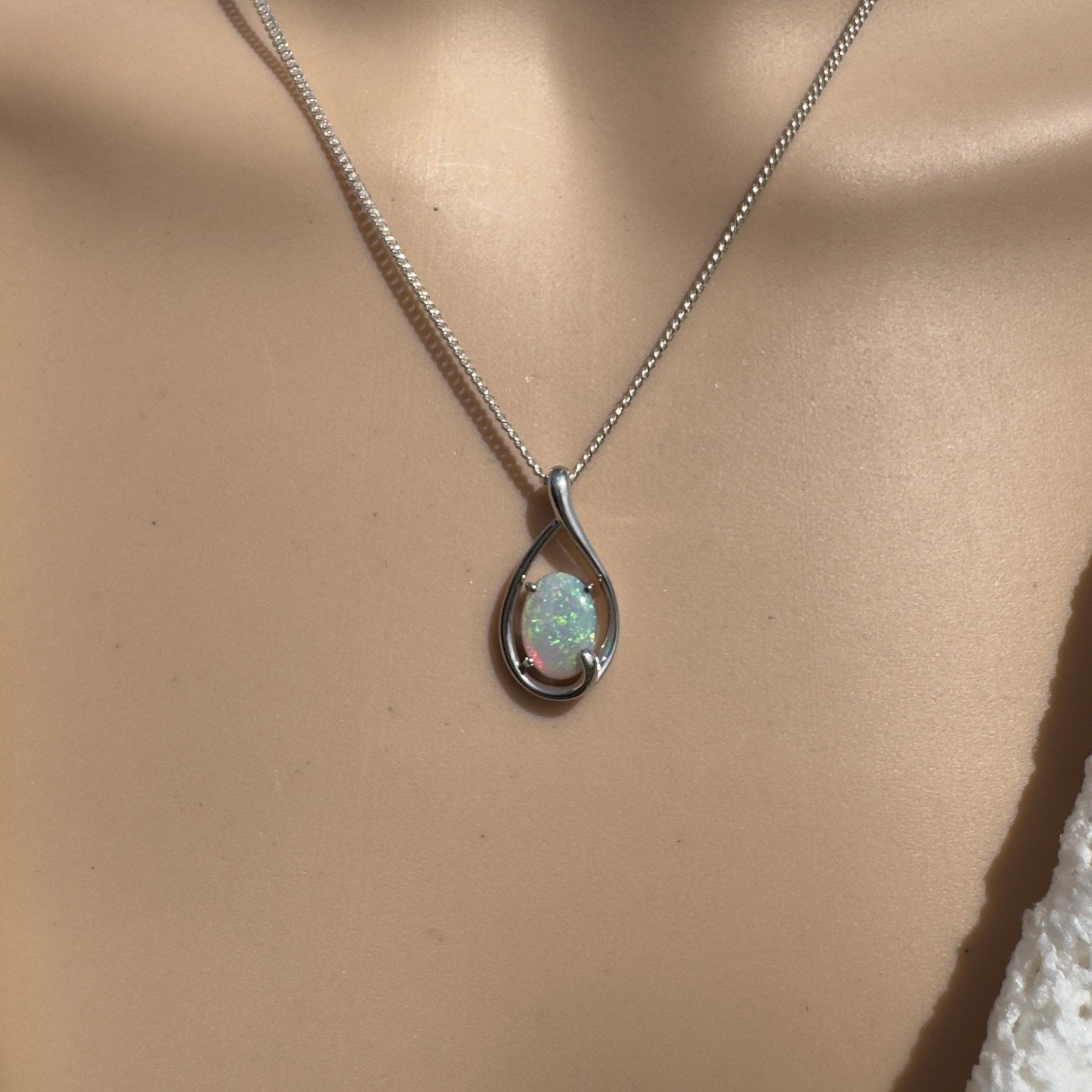 1.85ct Coober Pedy Crystal Opal Pendant Necklace ~ 'Yardie Moon' | 925 Sterling Silver | Solid Australian Opal