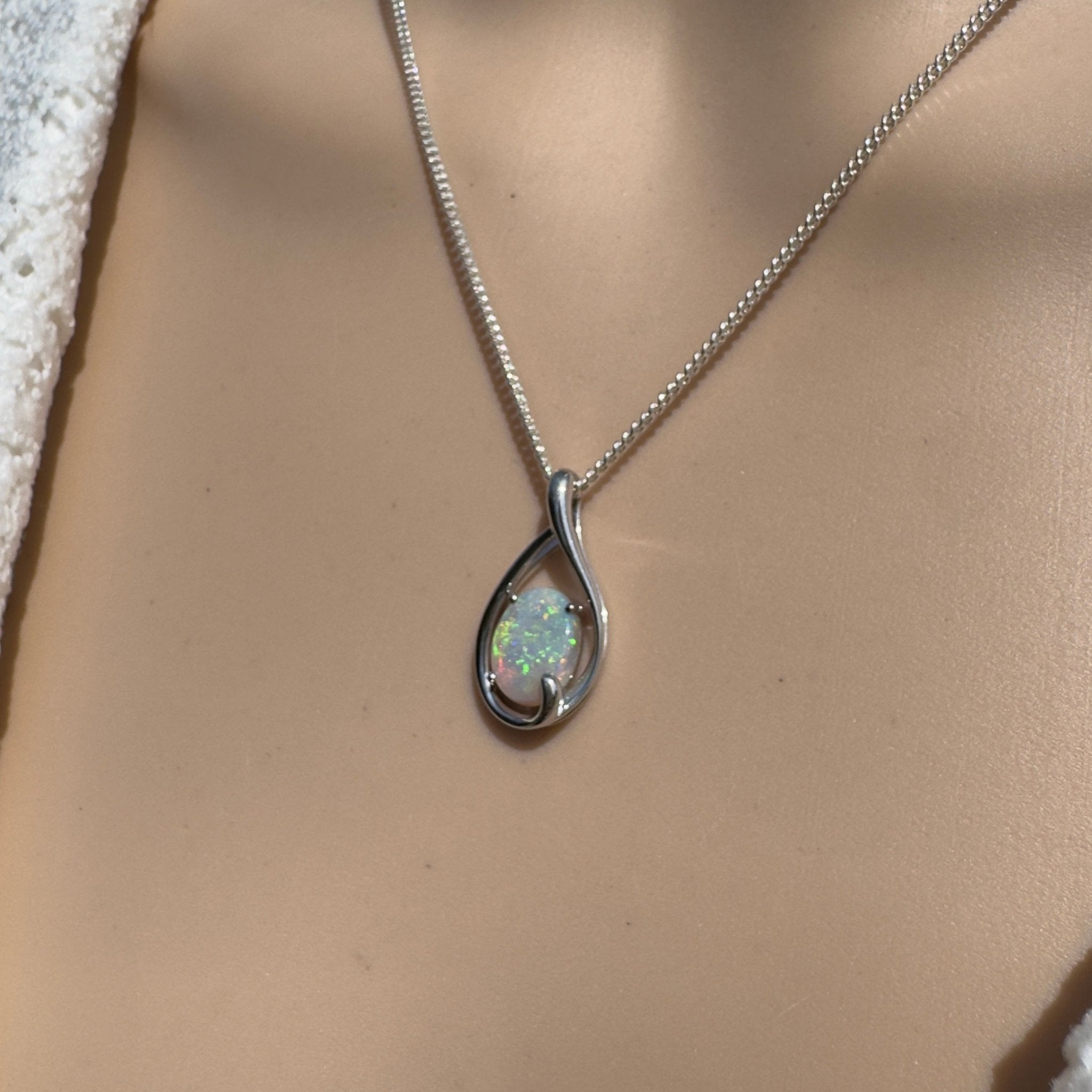1.85ct Coober Pedy Crystal Opal Pendant Necklace ~ 'Yardie Moon' | 925 Sterling Silver | Solid Australian Opal