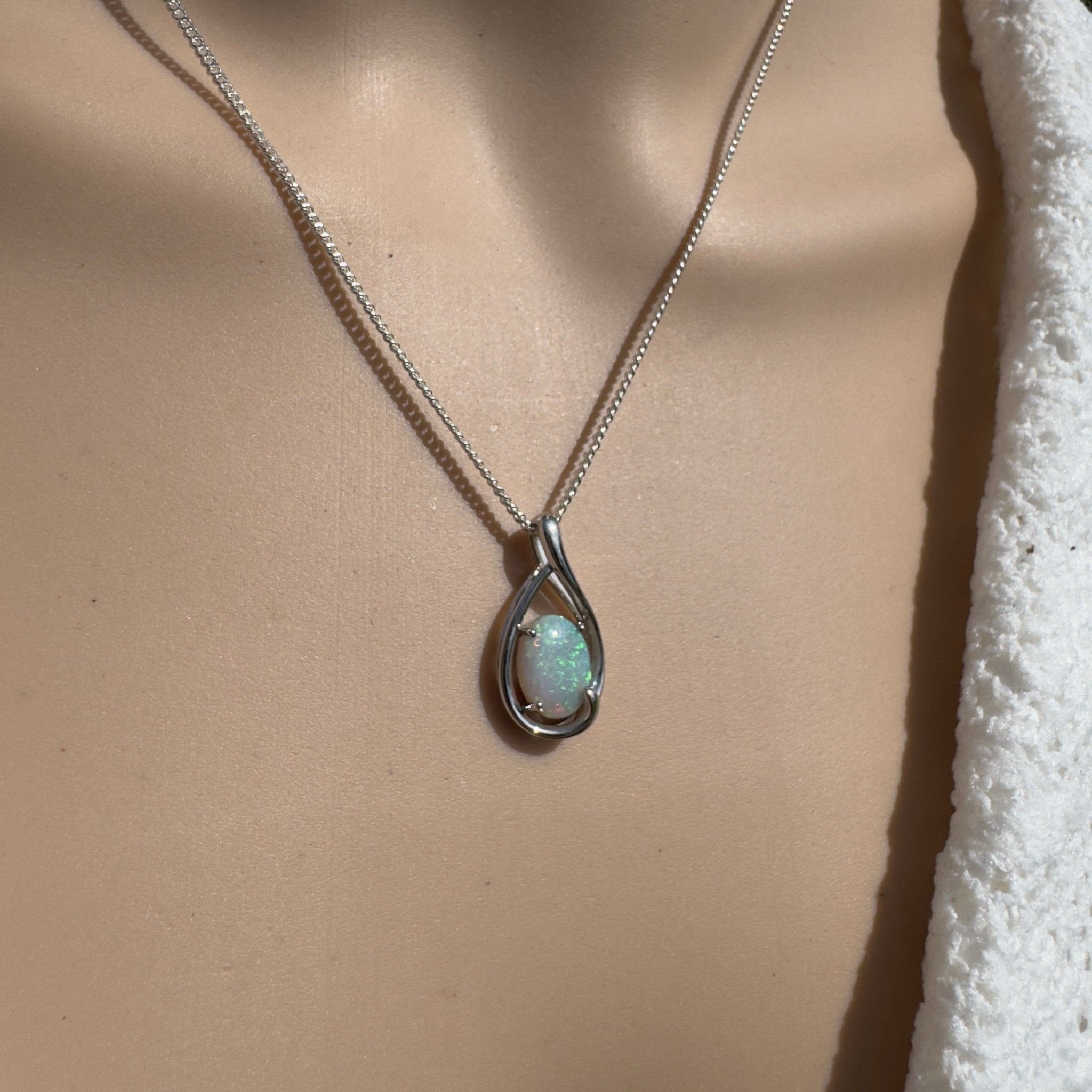 1.85ct Coober Pedy Crystal Opal Pendant Necklace ~ 'Yardie Moon' | 925 Sterling Silver | Solid Australian Opal