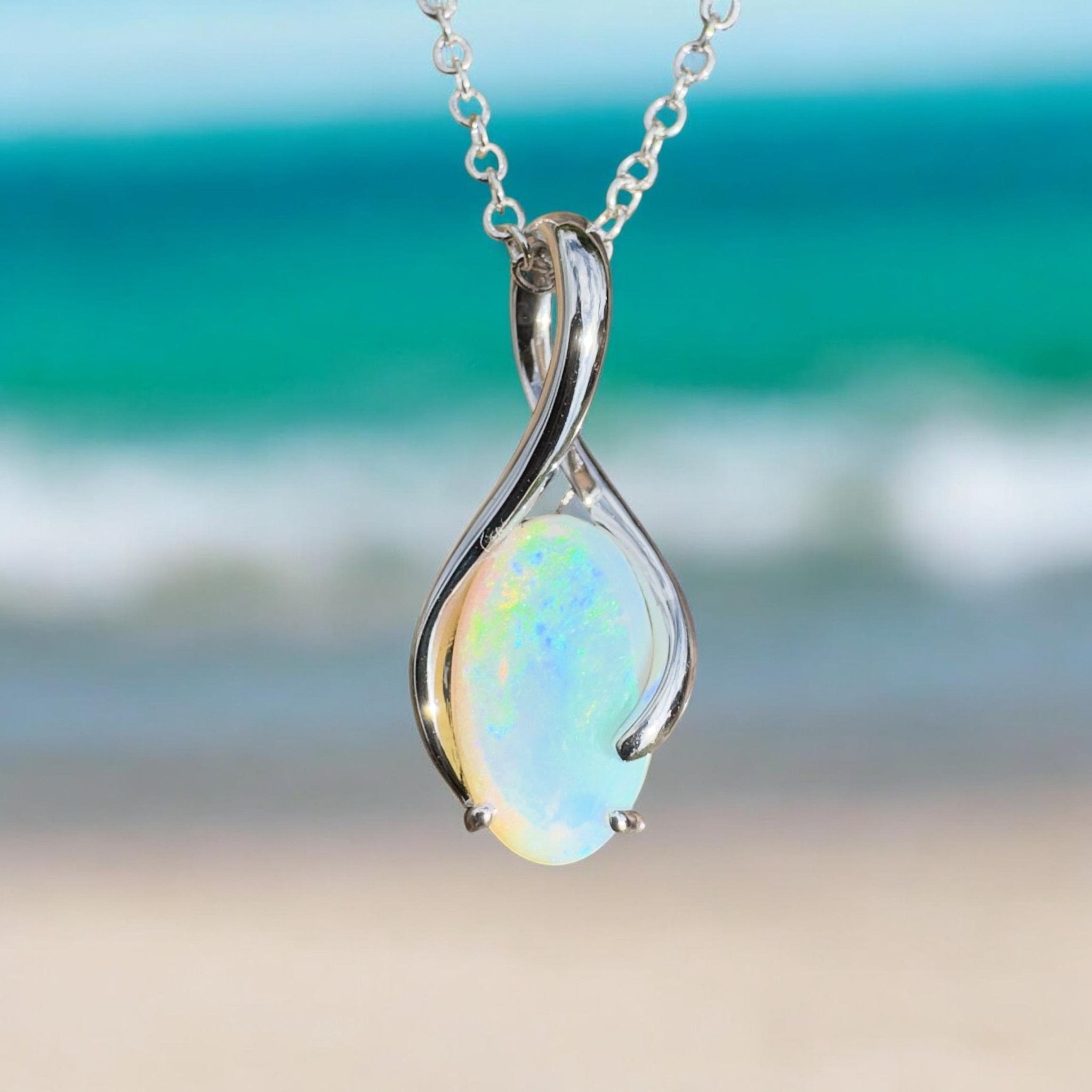 1.8ct Coober Pedy Crystal Opal Pendant Necklace ~ 'Mossman Wildfire' | 925 Sterling Silver | Solid Australian Opal