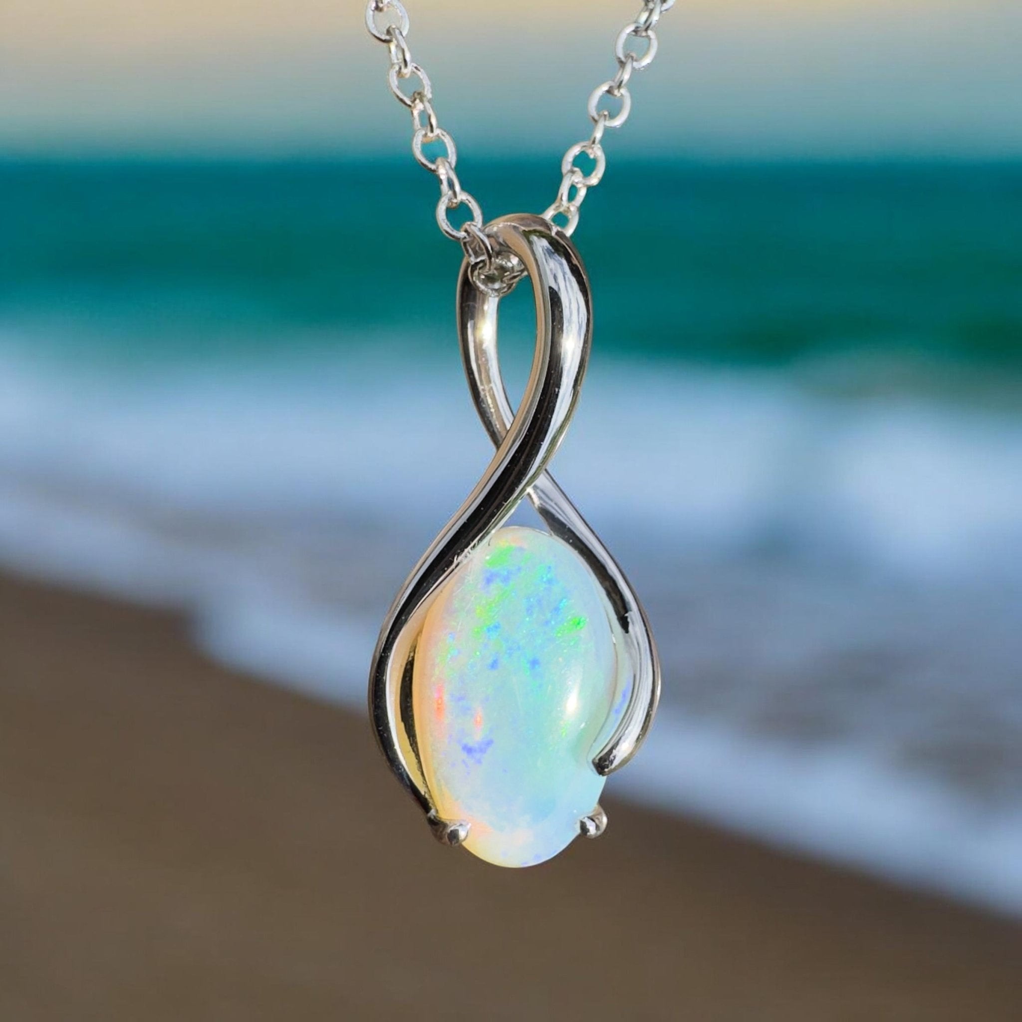 1.8ct Coober Pedy Crystal Opal Pendant Necklace ~ 'Mossman Wildfire' | 925 Sterling Silver | Solid Australian Opal