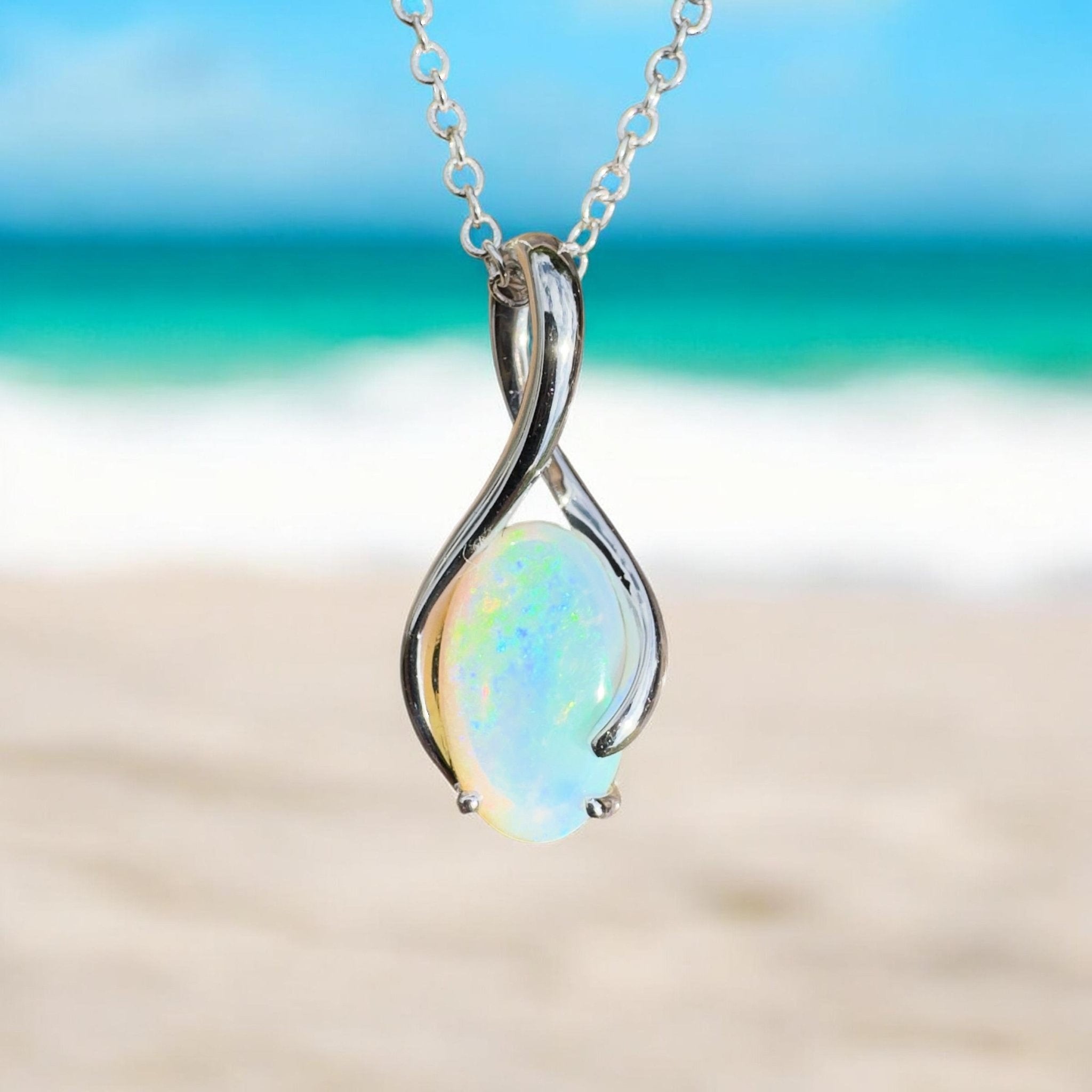 1.8ct Coober Pedy Crystal Opal Pendant Necklace ~ 'Mossman Wildfire' | 925 Sterling Silver | Solid Australian Opal